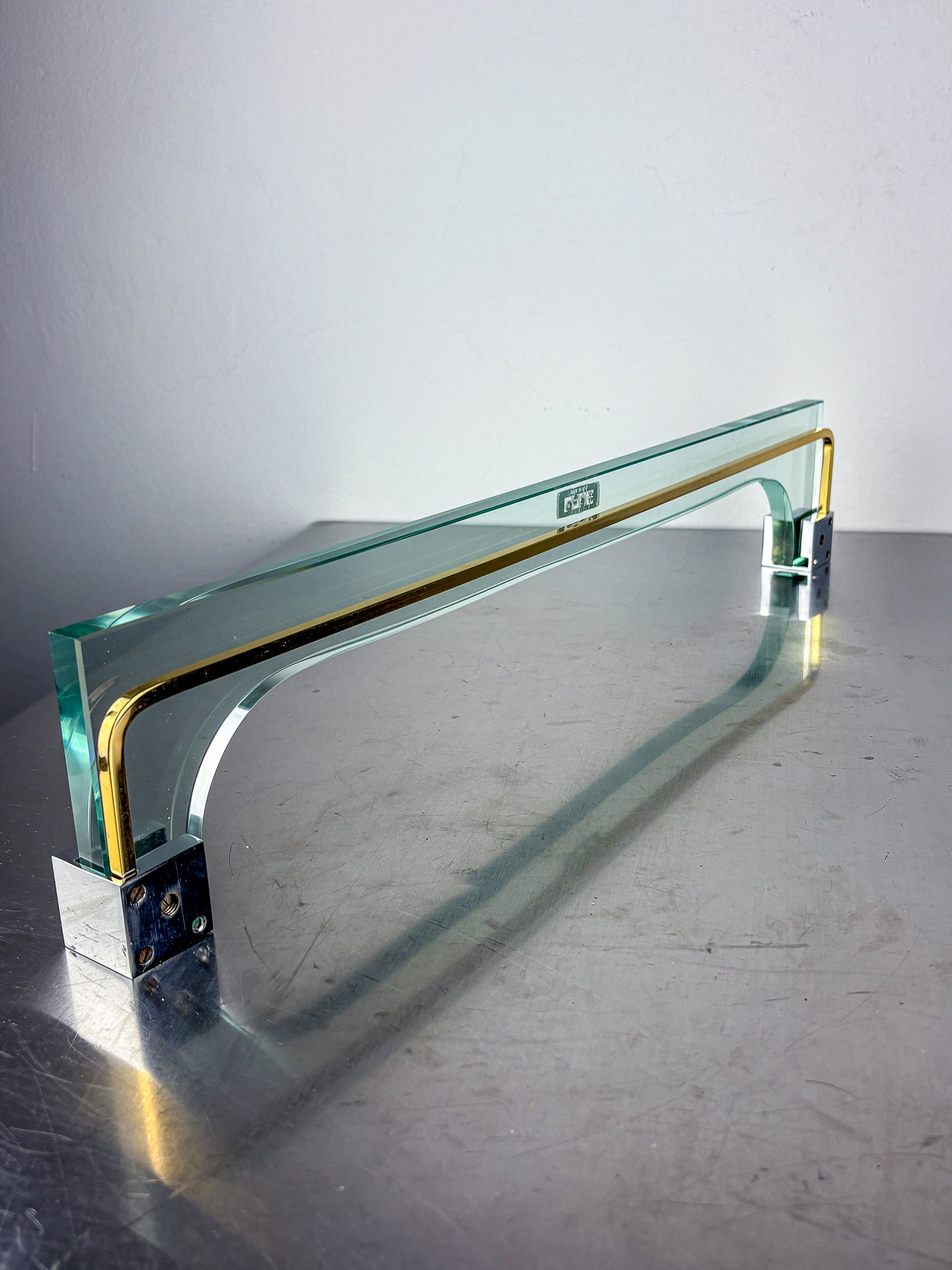 Murano Glass Towel Rack with Gilt Brass & Chrome, Italy, 1980s
