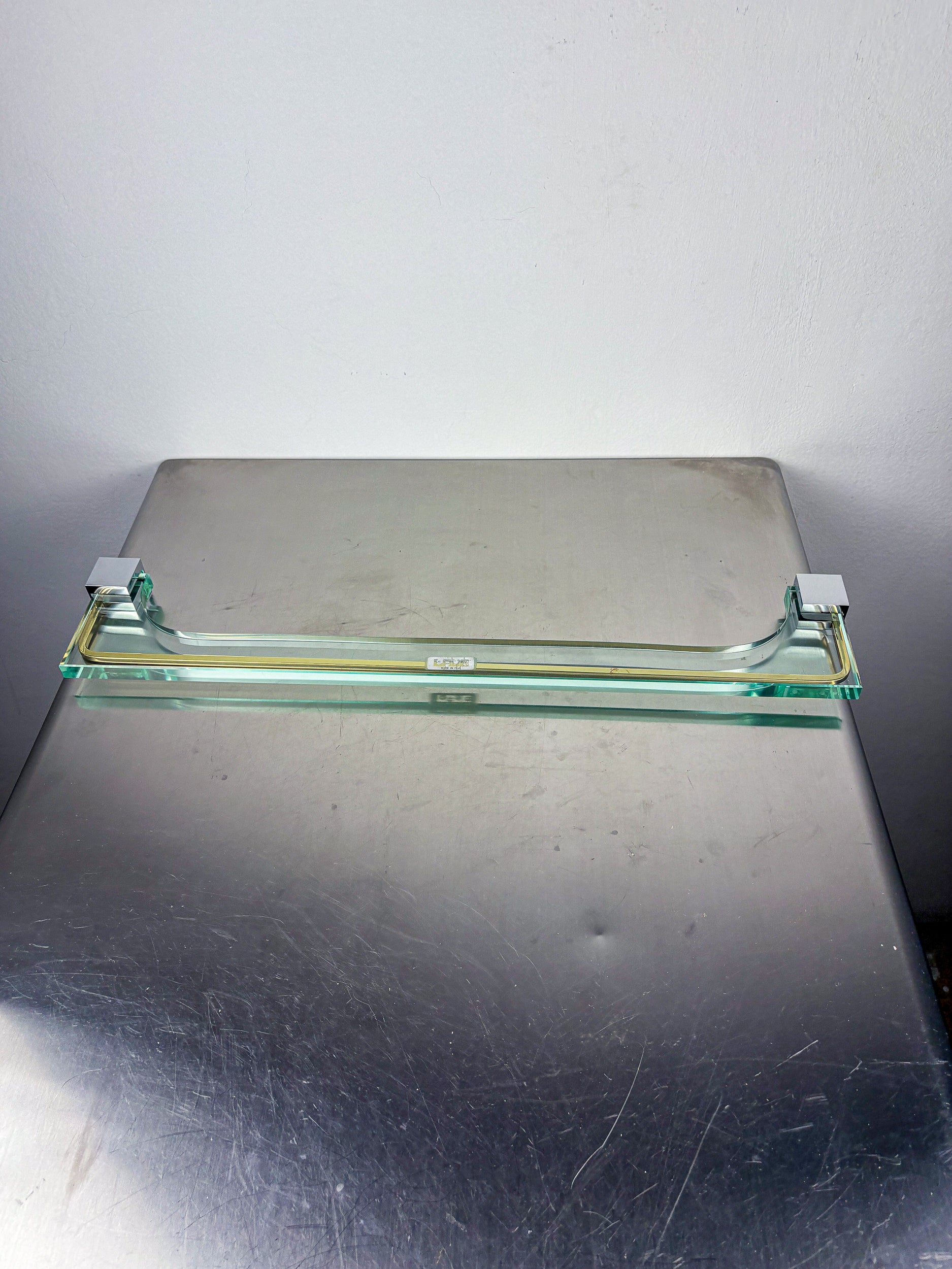 Murano Glass Towel Rack with Gilt Brass & Chrome, Italy, 1980s