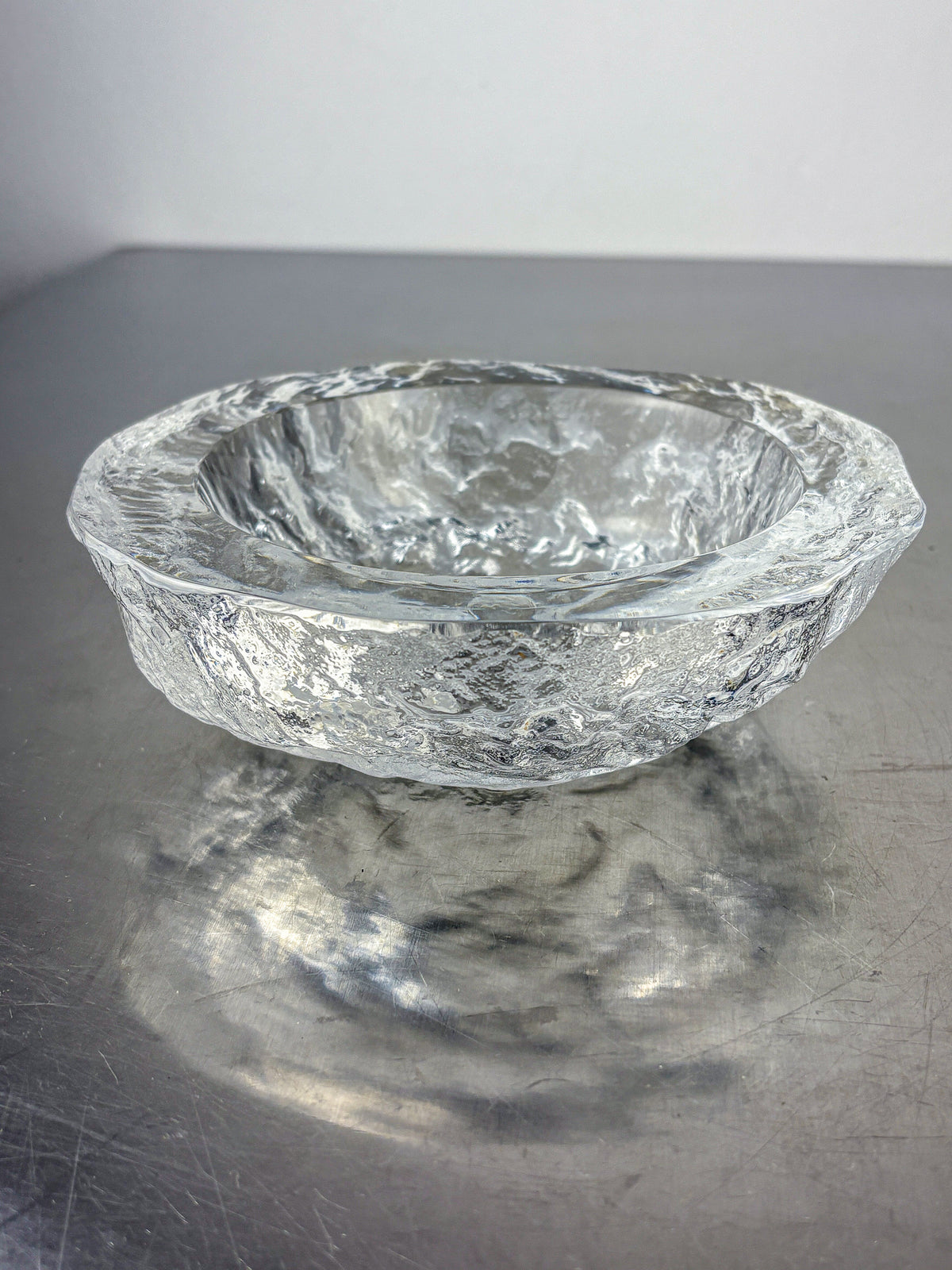 Brutalist "Iceberg" Vide poches, Textured Crystal Glass, Sweden, 1970's