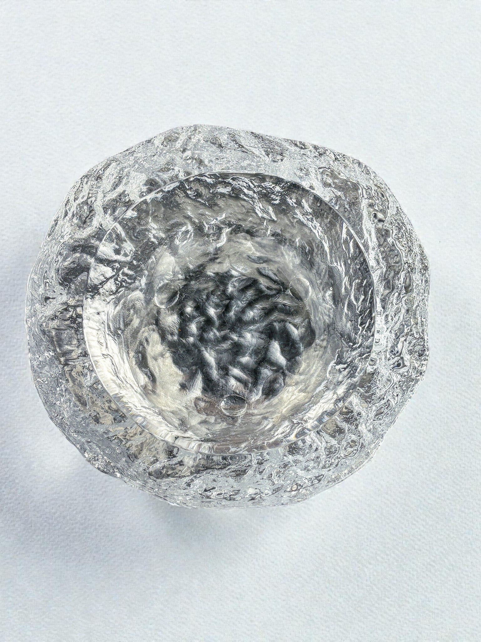 Brutalist "Iceberg" Vide poches, Textured Crystal Glass, Sweden, 1970's