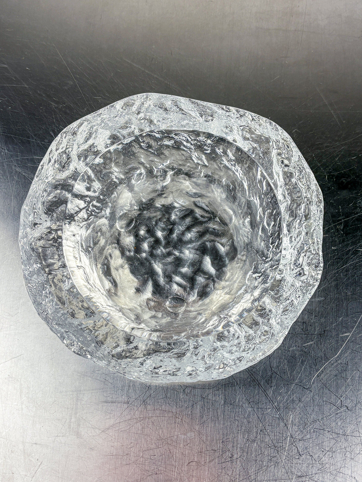 Brutalist "Iceberg" Vide poches, Textured Crystal Glass, Sweden, 1970's
