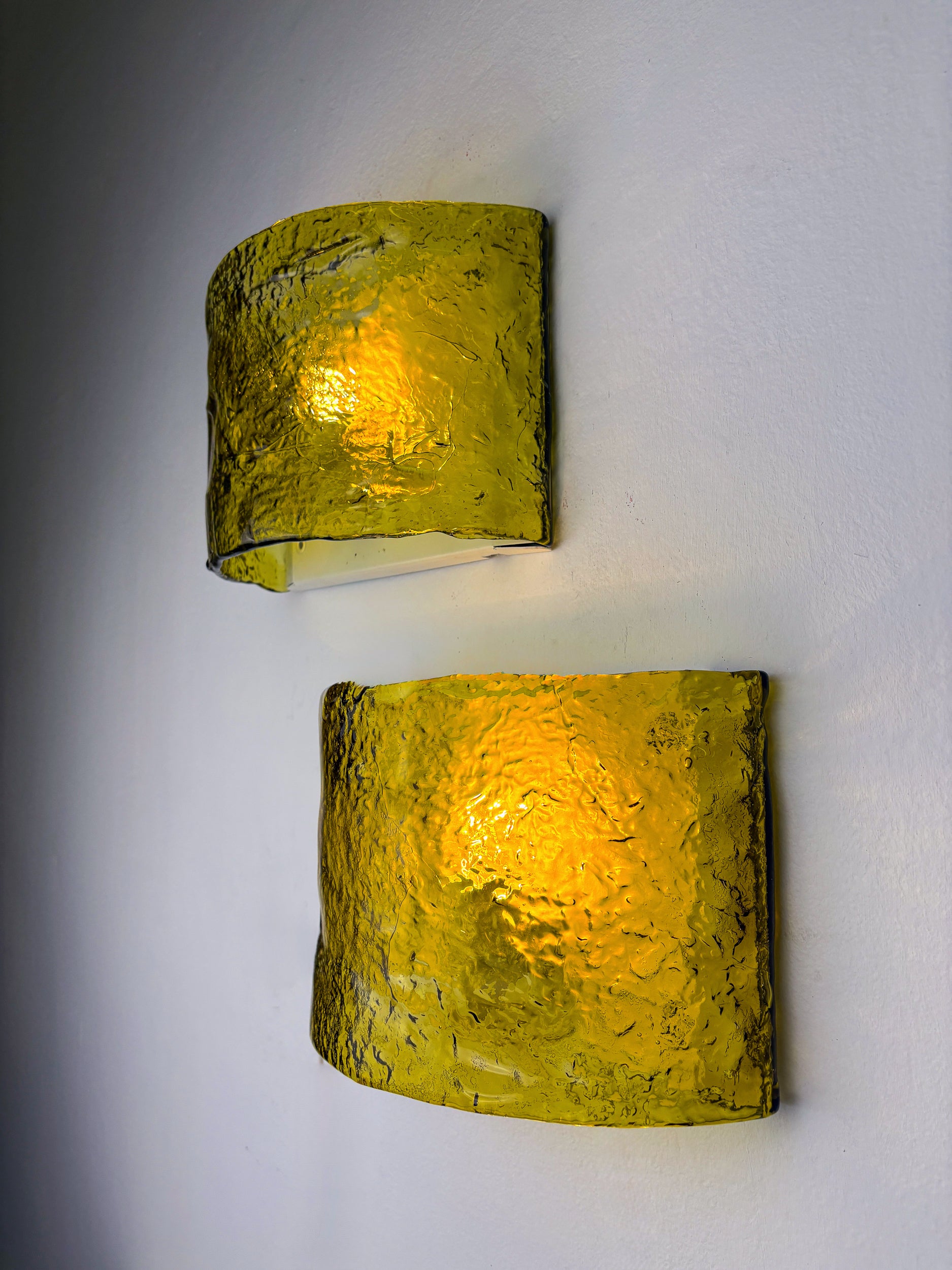 Pair of Carlo Nason for Mazzega Murano Glass Wall Sconces, Italy Circa 1970s
