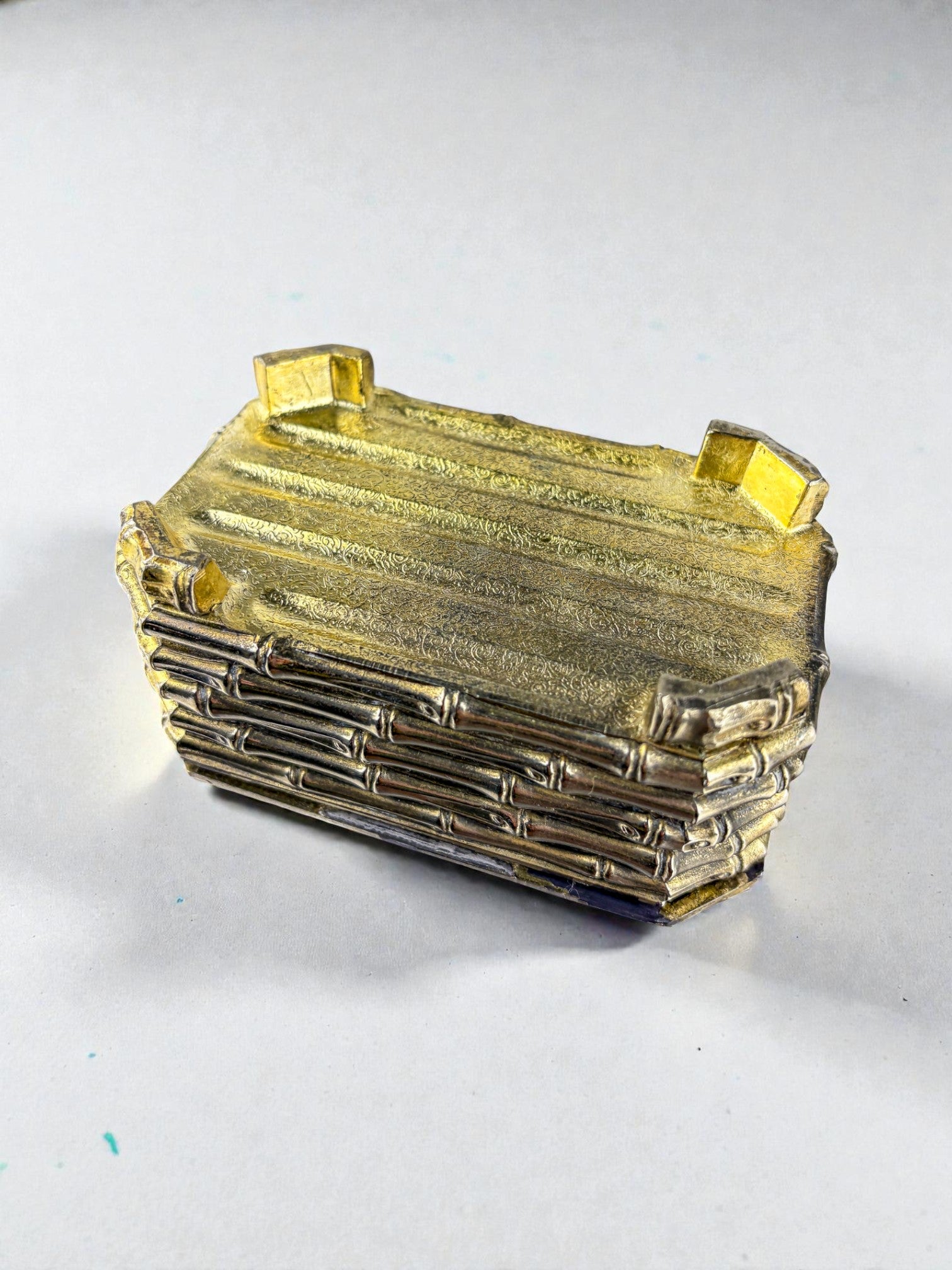 Maison Baguès Silver-Plated Faux Bamboo Box, France, 1960s