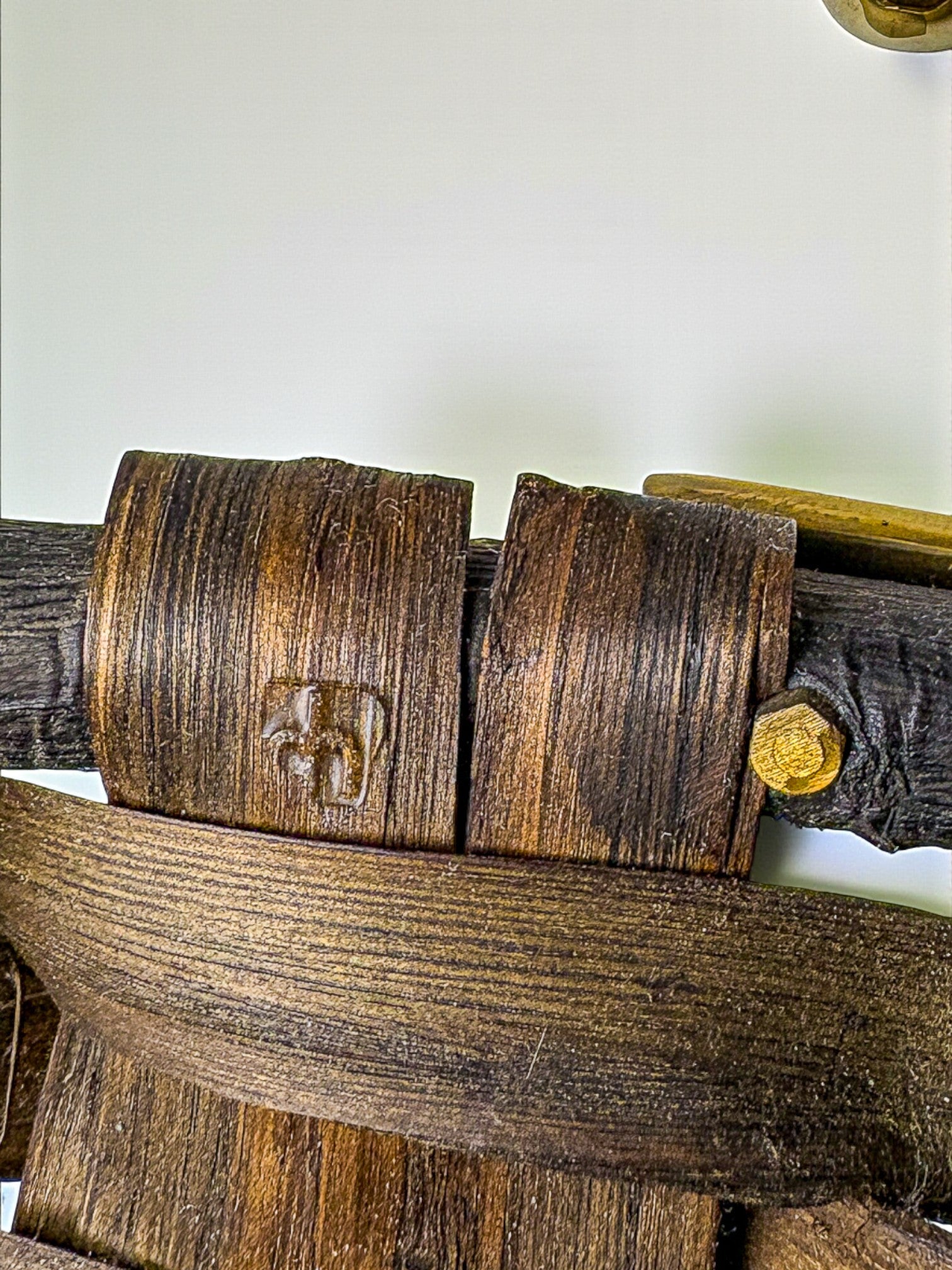 Brutalist XL Basket by David Marshall, Rattan & bronze handle, 1980's