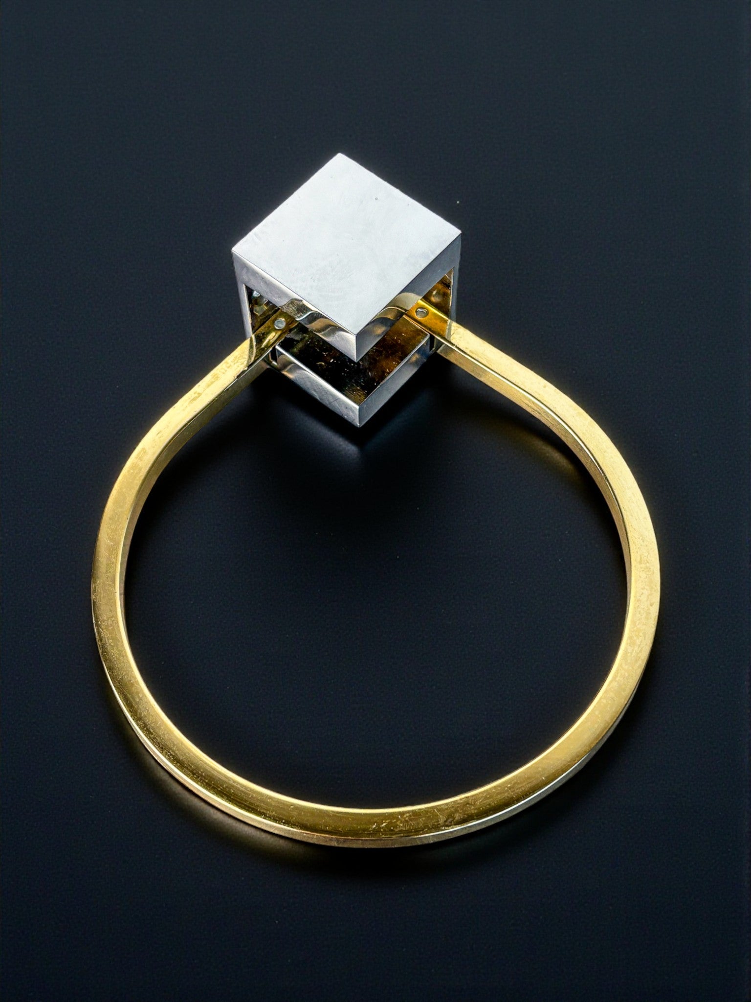 Romeo Rega style Towel Ring , Gilt Brass & Chrome, Italy, 1980s