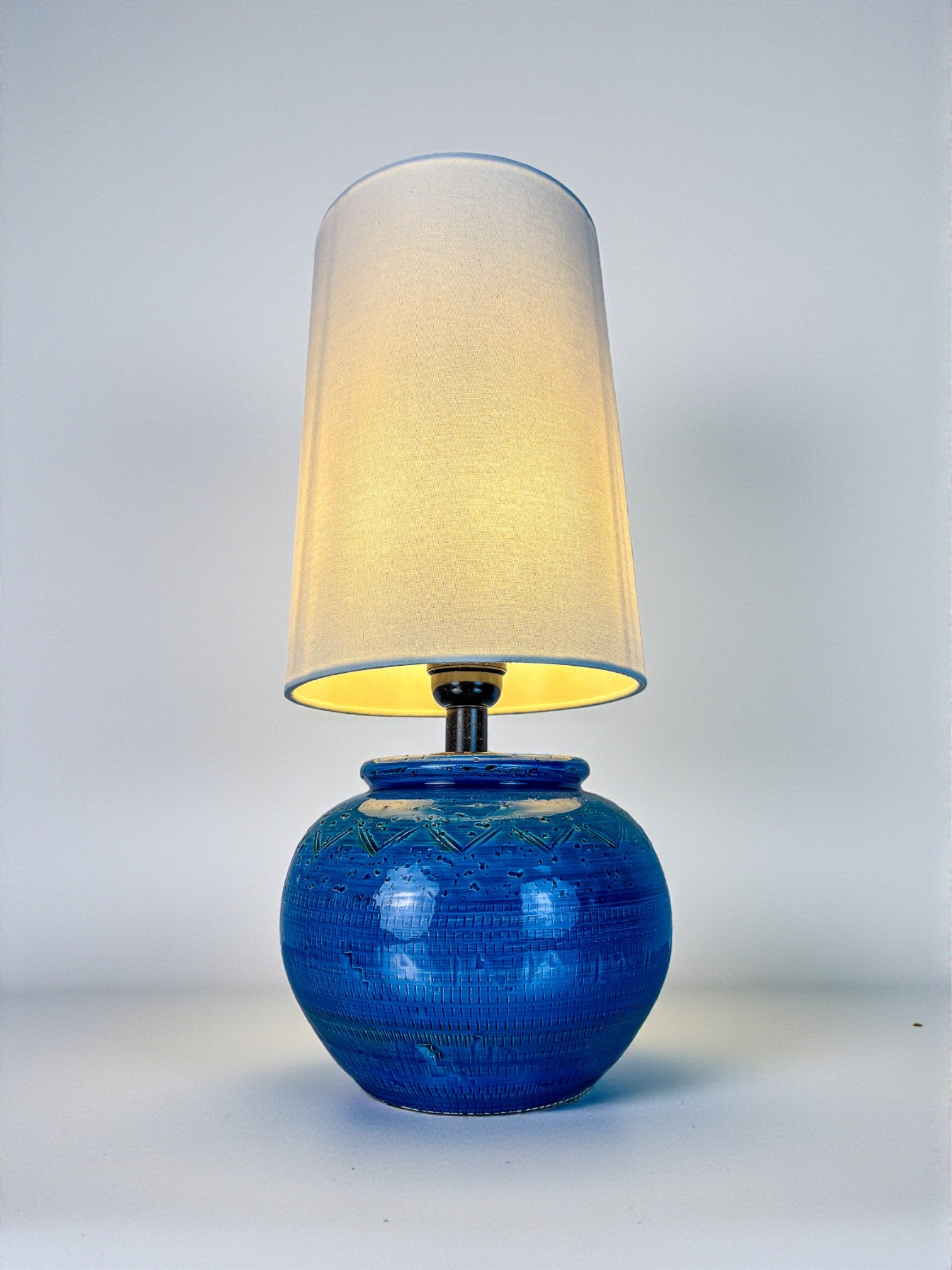 Aldo Londi Blue ceramic Table lamp for Bitossi, Italy, 1970's