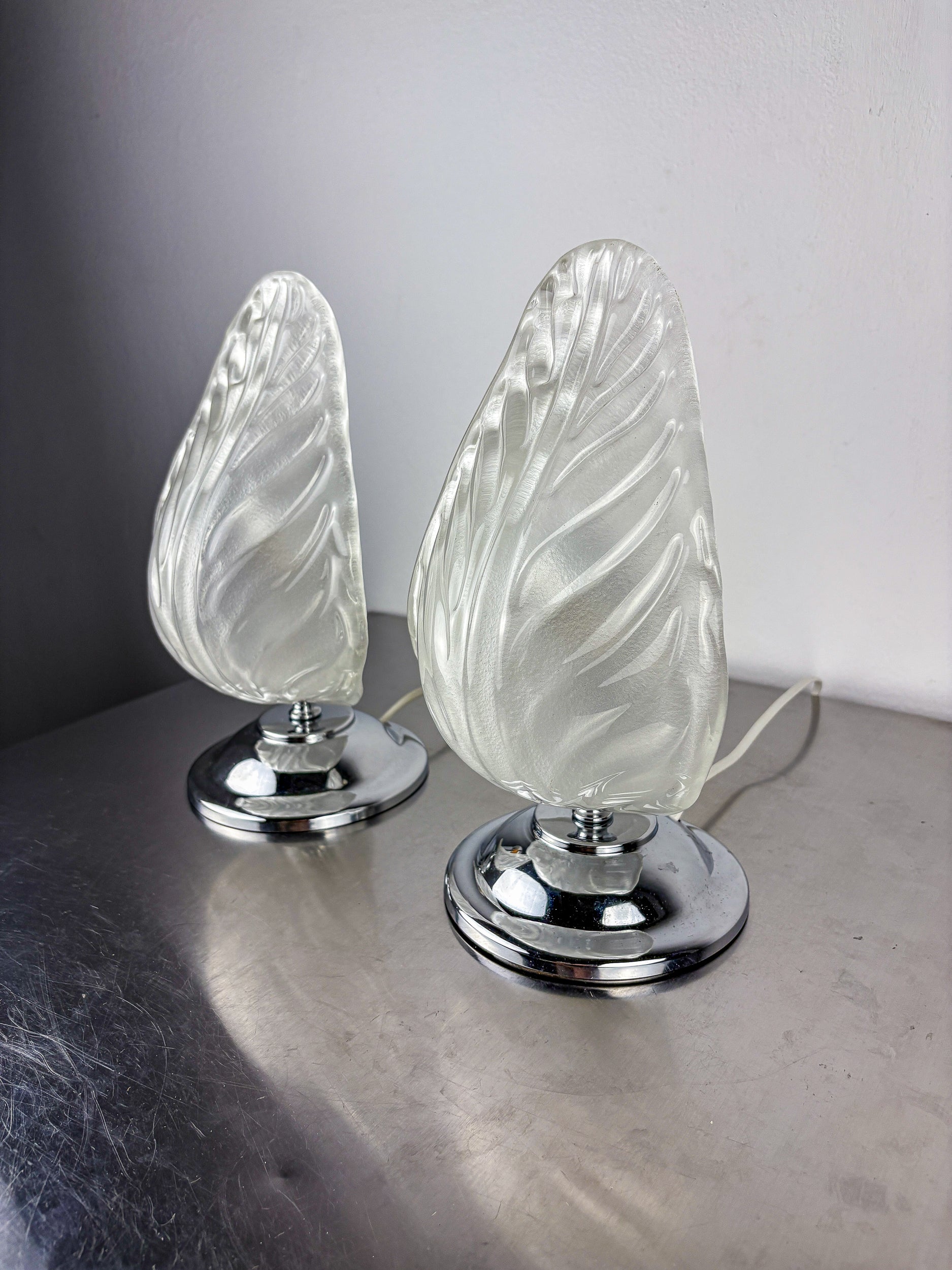 Pair of Art Deco Murano Glass Table Lamps by Barovier & Toso, Italy, 1960s