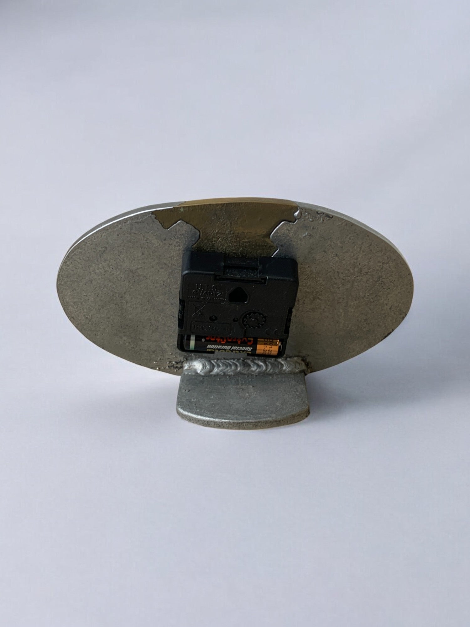 Brutalist clock by Art3, brass and aluminum, Spain, circa 1980