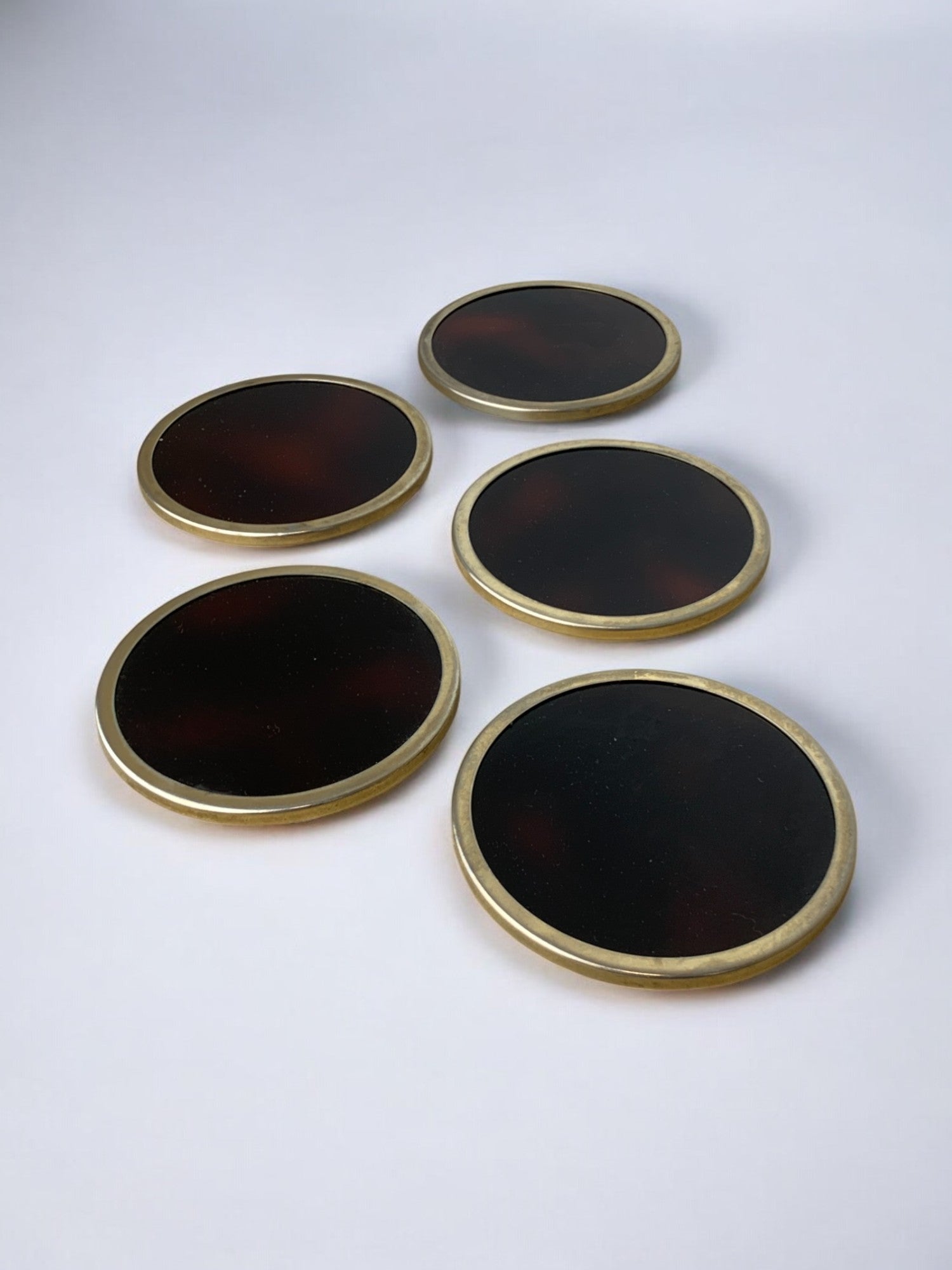 Willy Rizzo Style Coasters in Faux Tortoise Shell, Set of 5, Italy, 1970