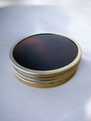 Willy Rizzo Style Coasters in Faux Tortoise Shell, Set of 5, Italy, 1970