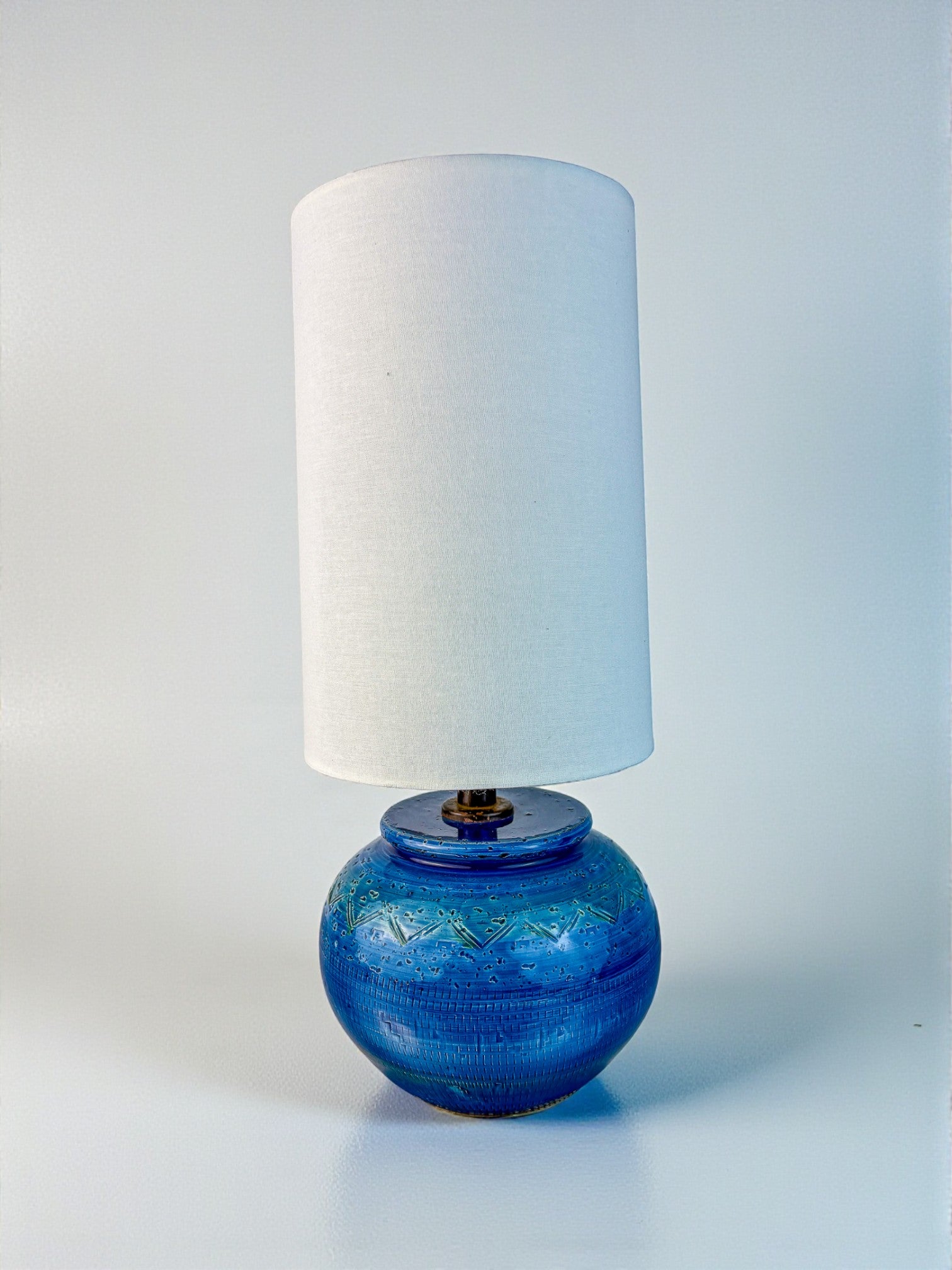 Aldo Londi Blue ceramic Table lamp for Bitossi, Italy, 1970's