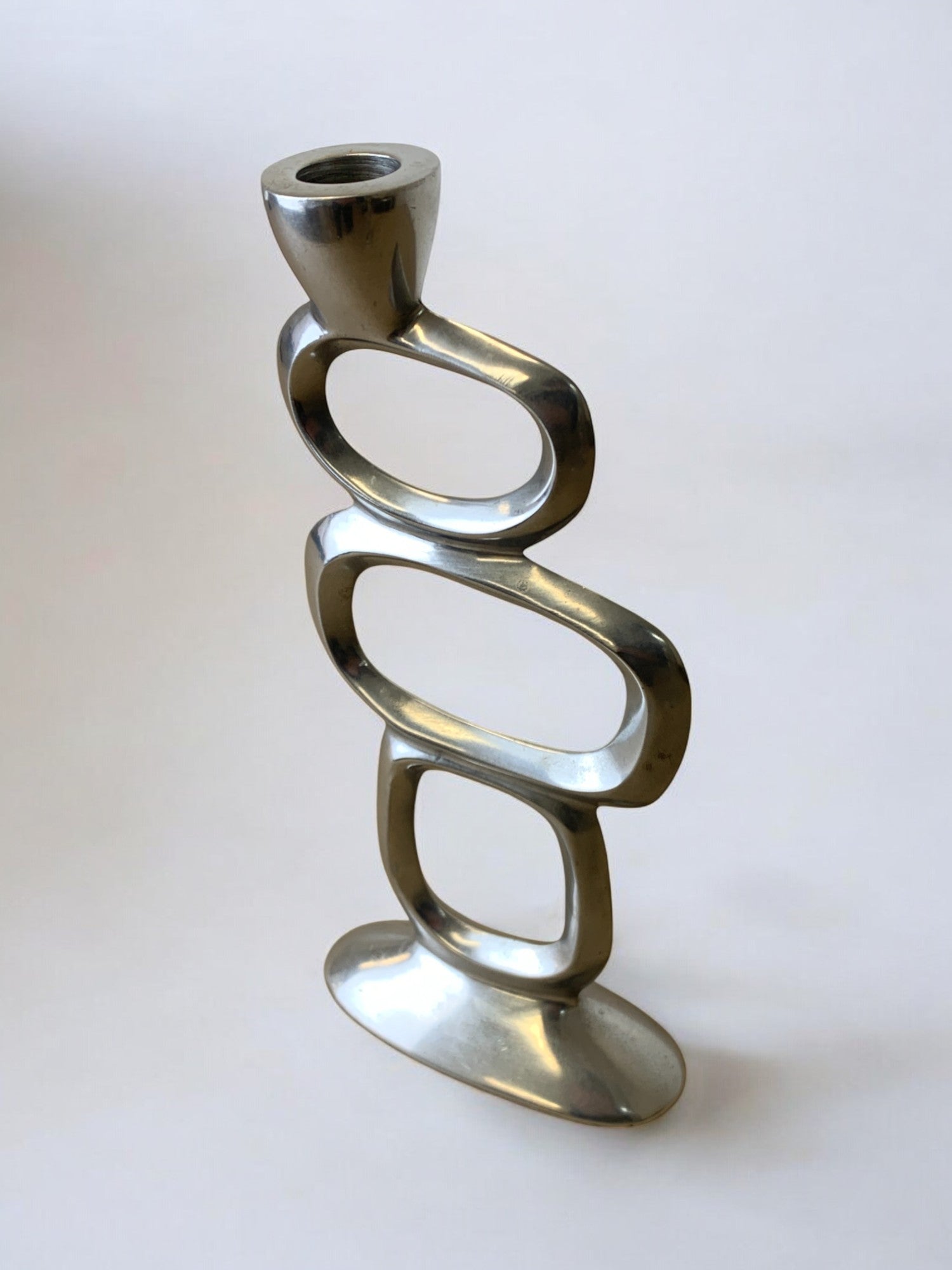 Circle candlestick by matthew hilton, solid aluminium, Circa 1980