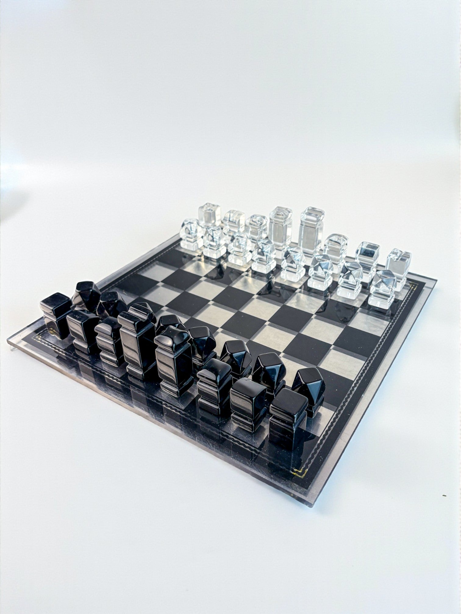 Felice Antonio Botta Acrylic Chessboard, Italy, 70s