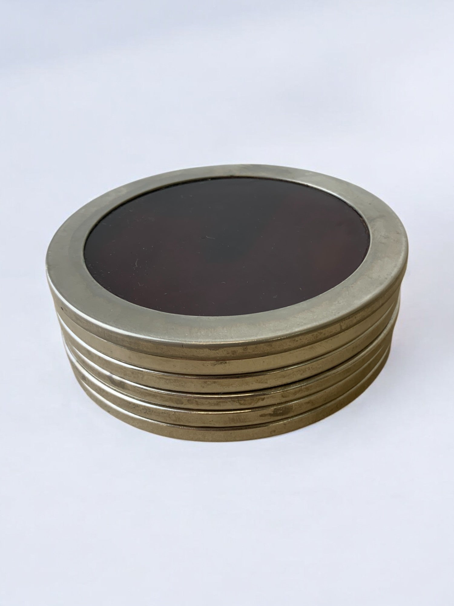 Willy Rizzo Style Coasters in Faux Tortoise Shell, Set of 6, 1970's