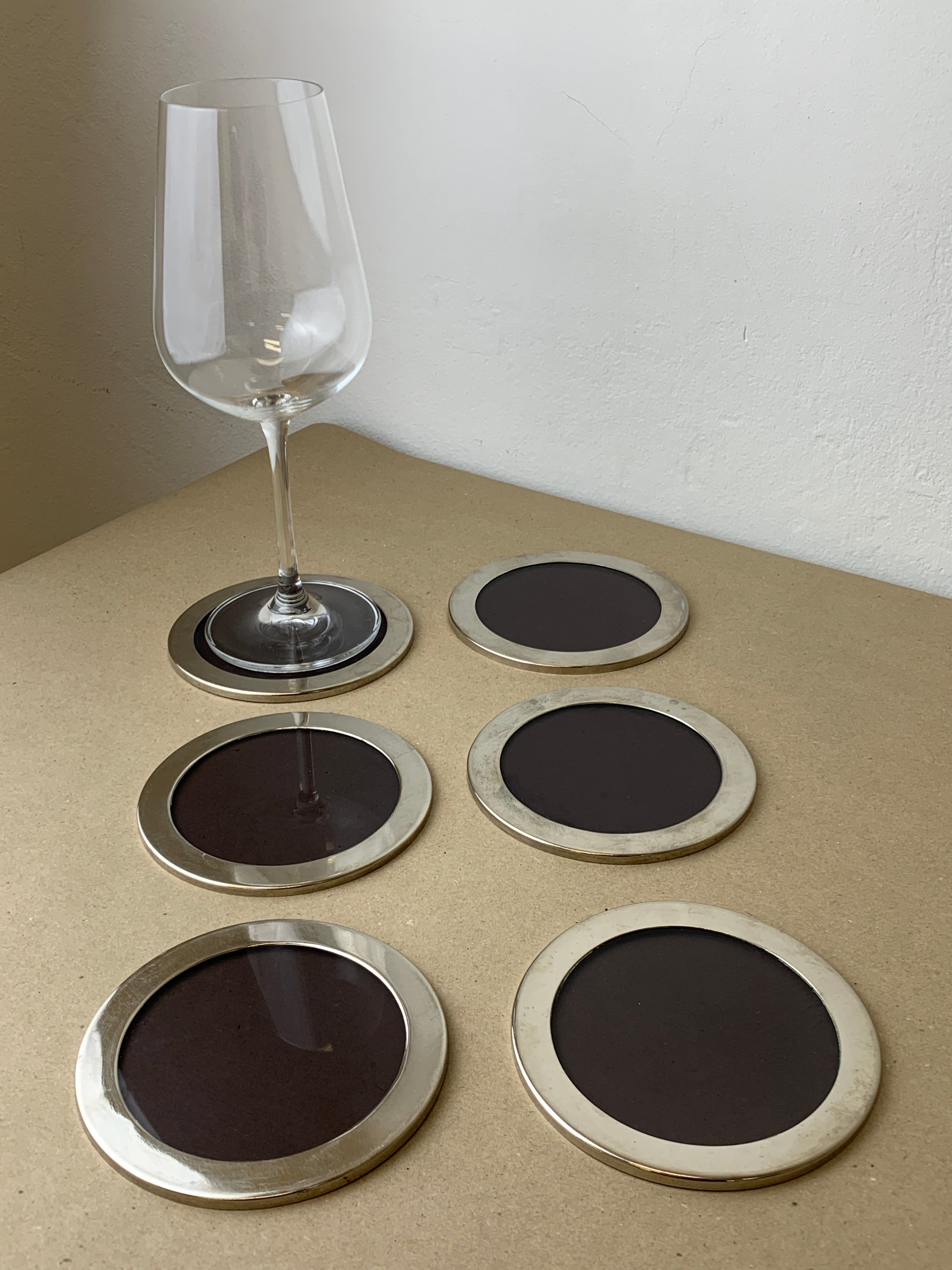 Willy Rizzo Style lucite & chromed Coasters,Set of 6, Italy, 1970s
