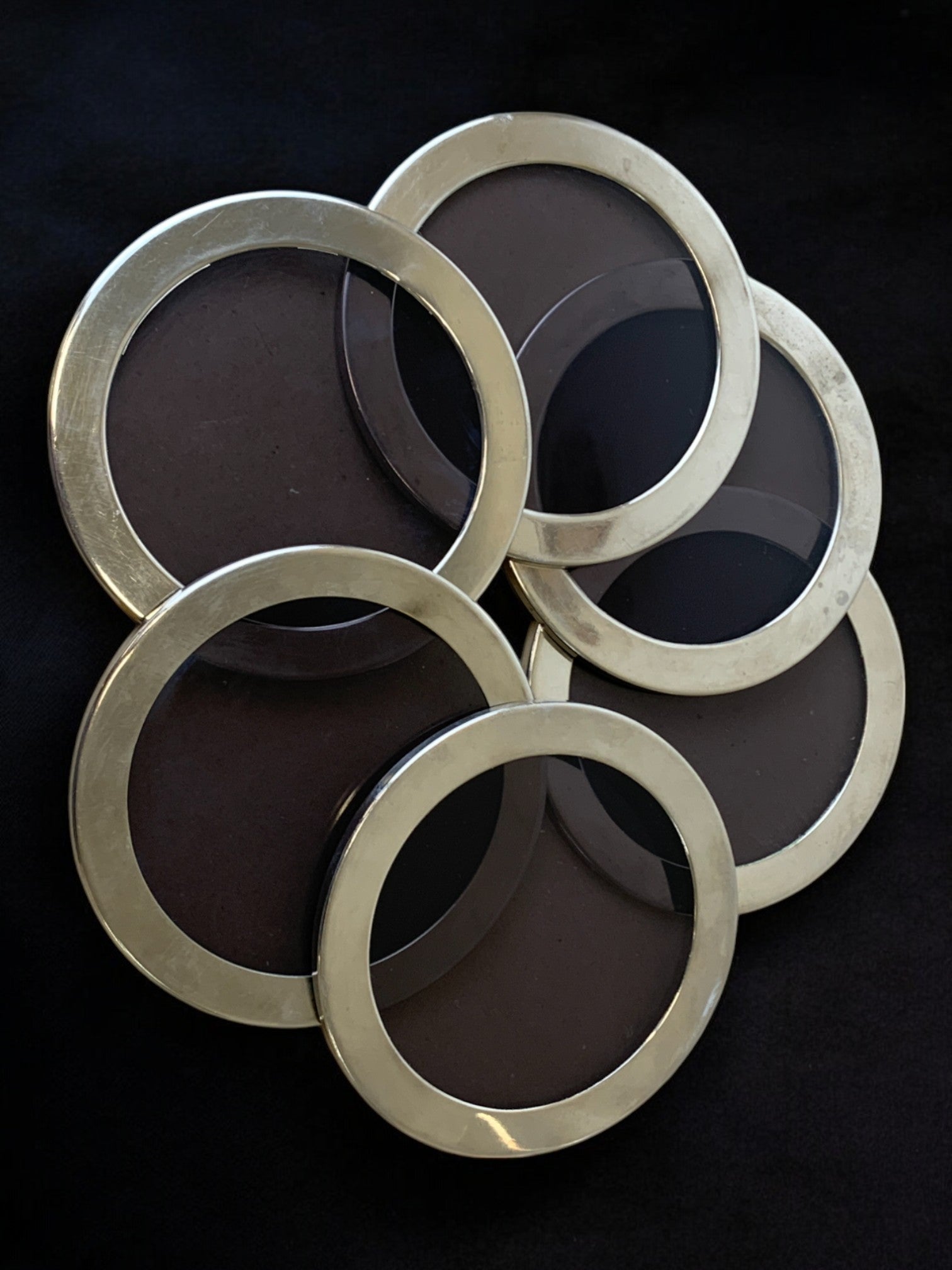 Willy Rizzo Style lucite & chromed Coasters,Set of 6, Italy, 1970s