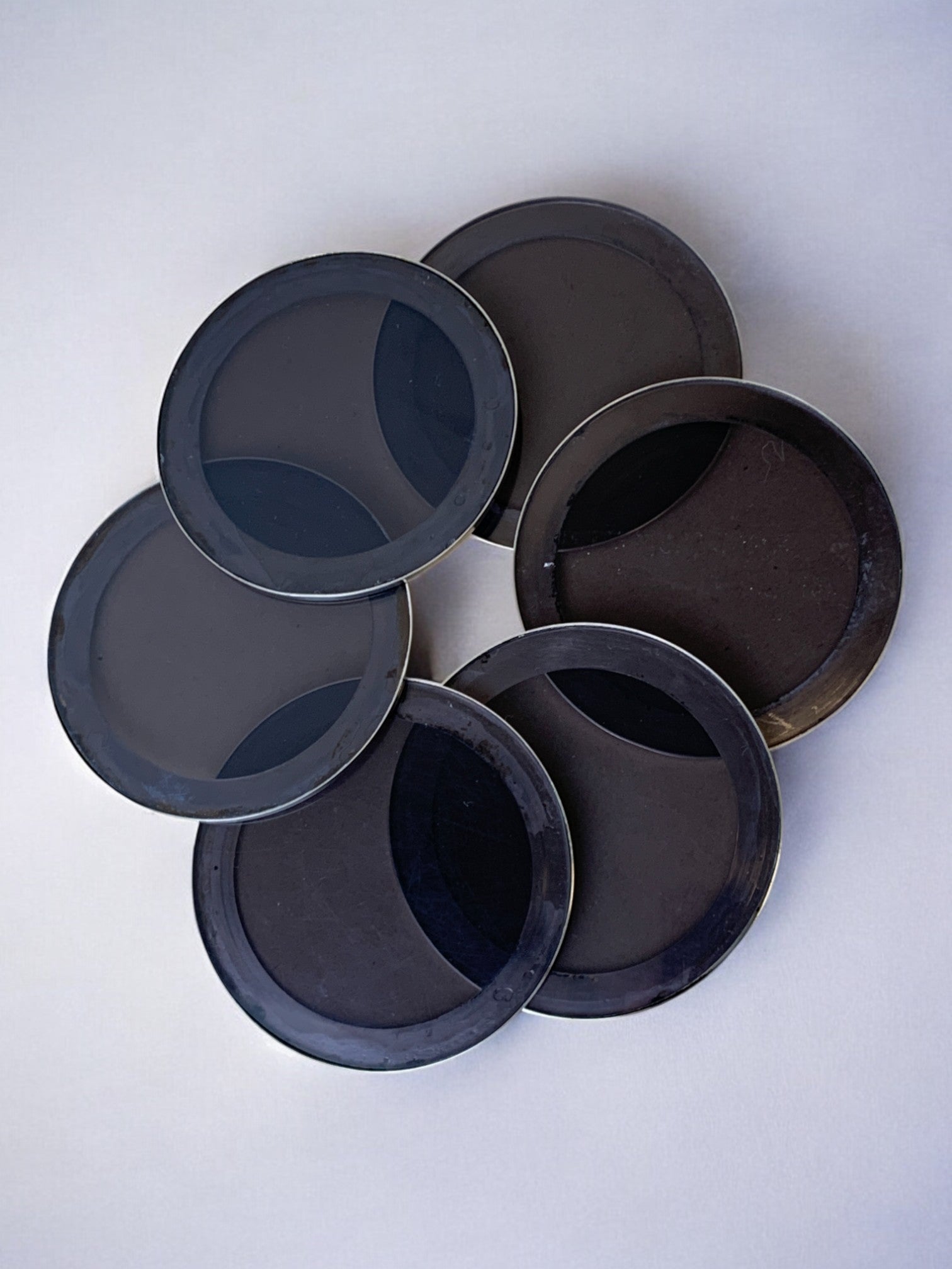 Willy Rizzo Style lucite & chromed Coasters,Set of 6, Italy, 1970s