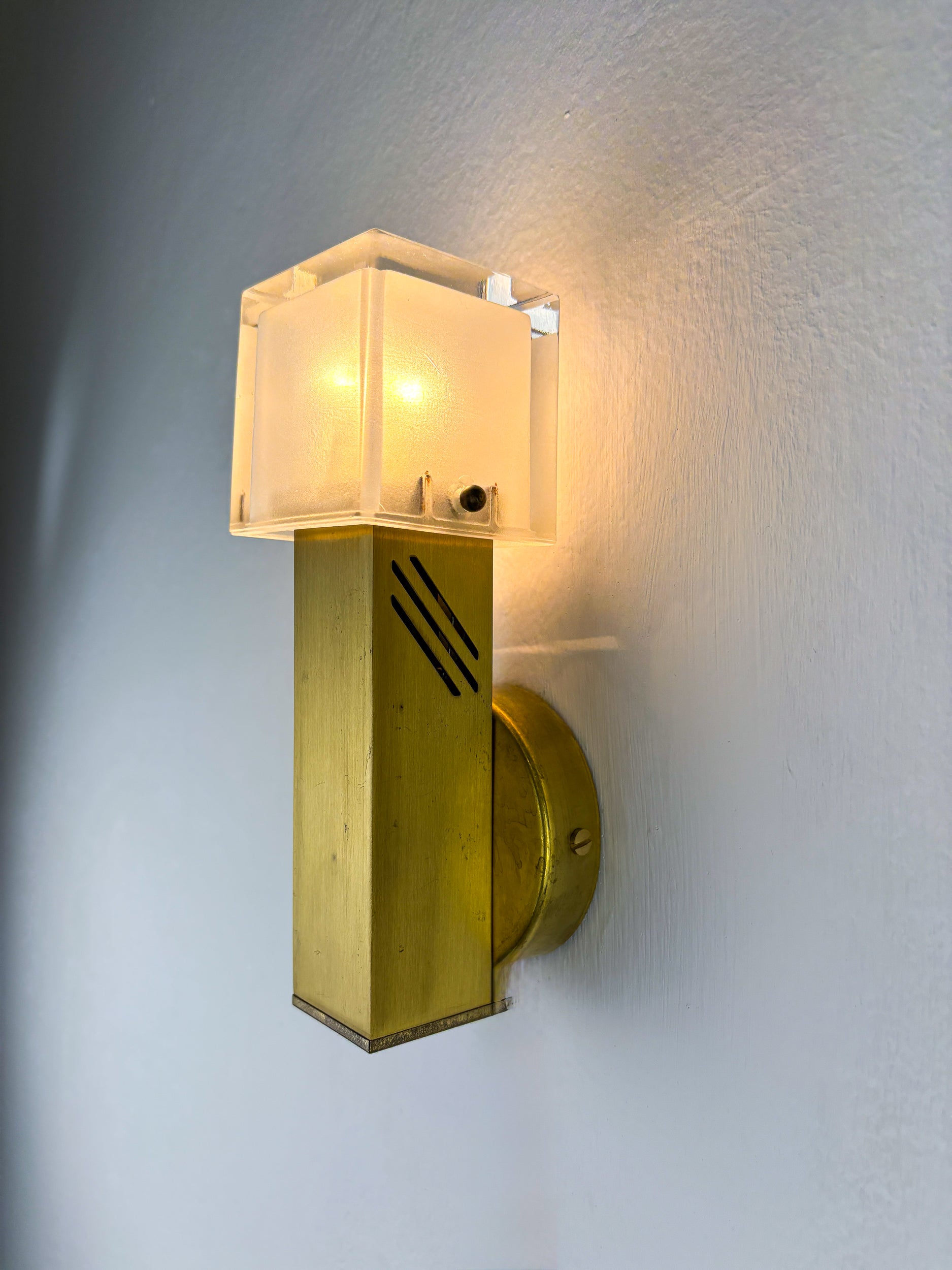 Pair of Cubic Murano Glass Wall Lights by Gaetano Sciolari, Italy 1970s