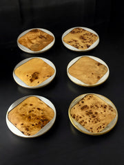 Aldo Tura Style Coasters in Lucite burl wood, set of 6, Italy, Circa 1970's