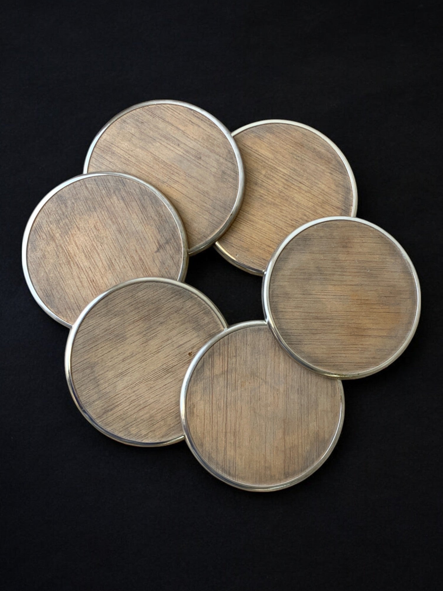 Aldo Tura Style Coasters in Lucite burl wood, set of 6, Italy, Circa 1970's