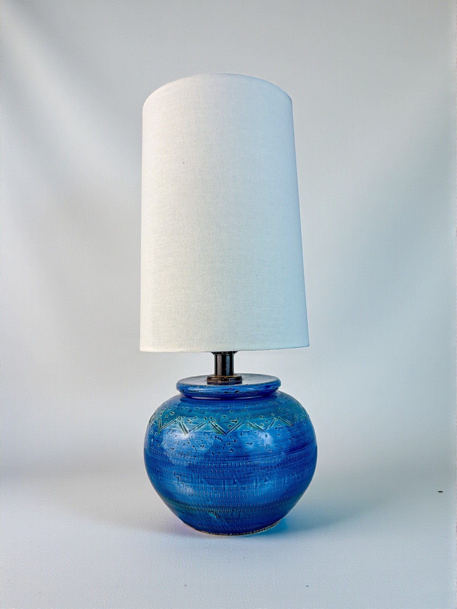 Aldo Londi Blue ceramic Table lamp for Bitossi, Italy, 1970's
