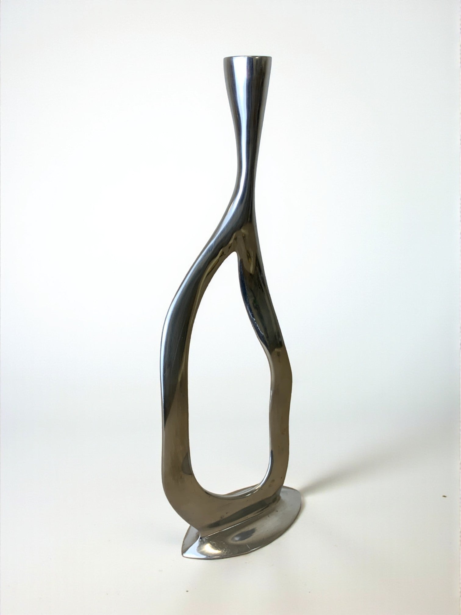 Biomorphic candleholder, solid aluminum, 1970's