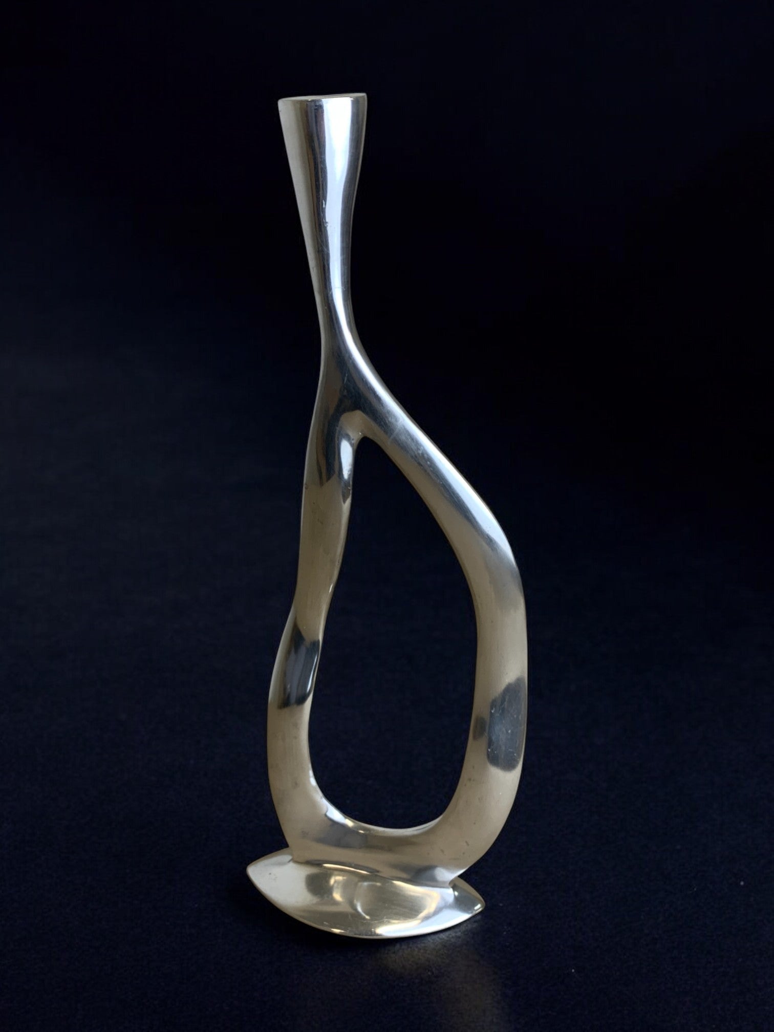 Biomorphic candleholder, solid aluminum, 1970's