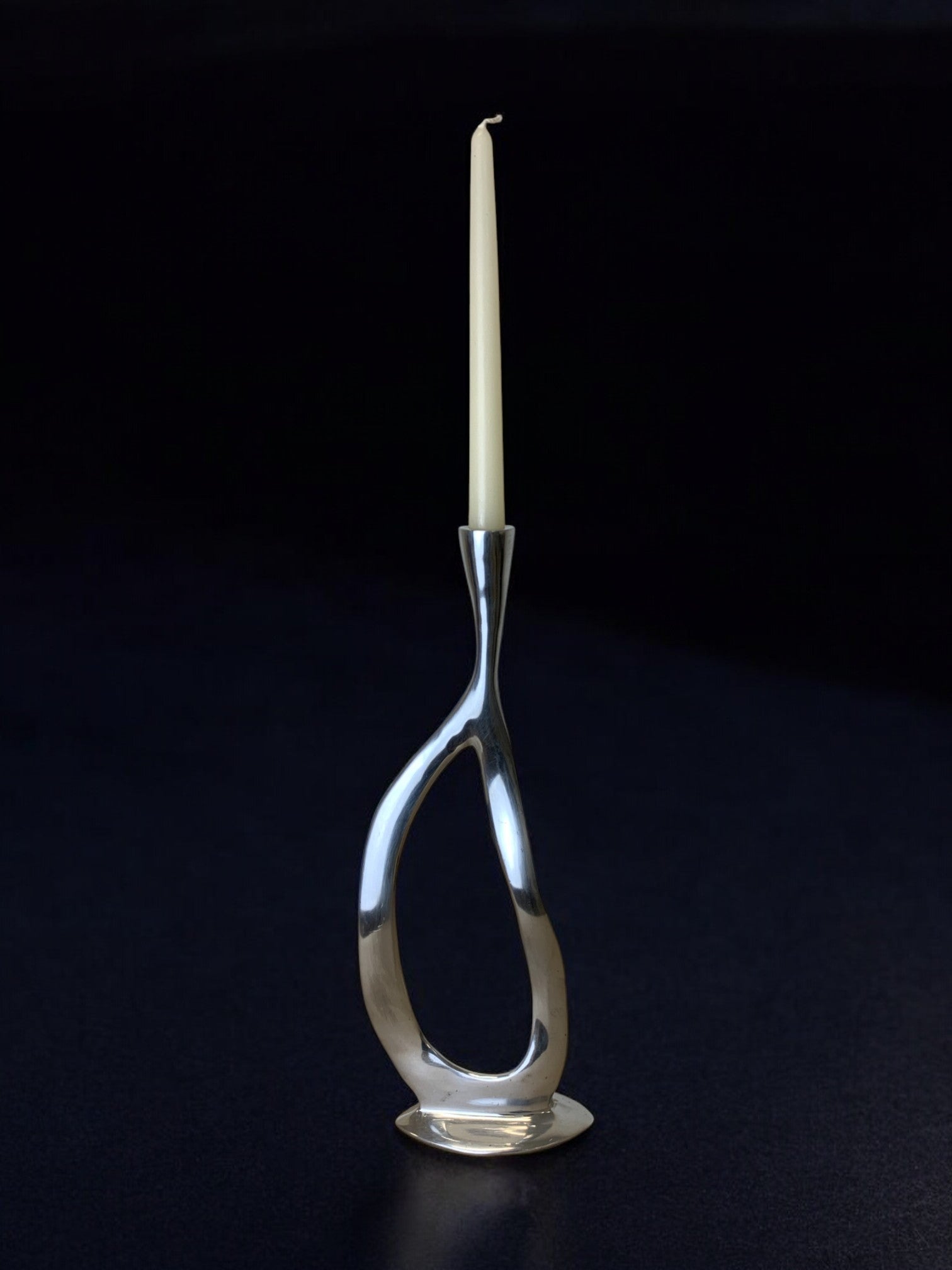 Biomorphic candleholder, solid aluminum, 1970's