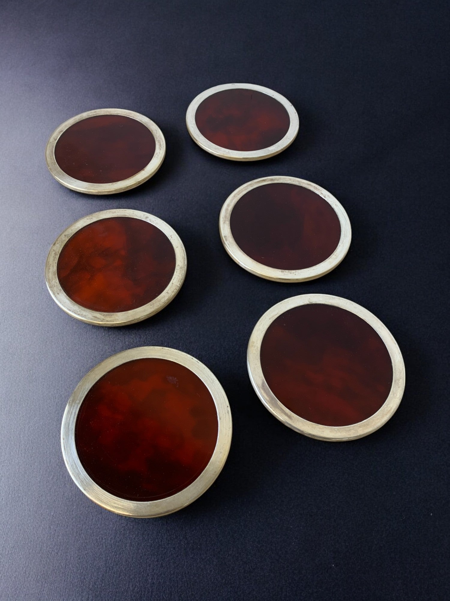 Willy Rizzo Style Coasters in Faux Tortoise Shell, Set of 6, 1970