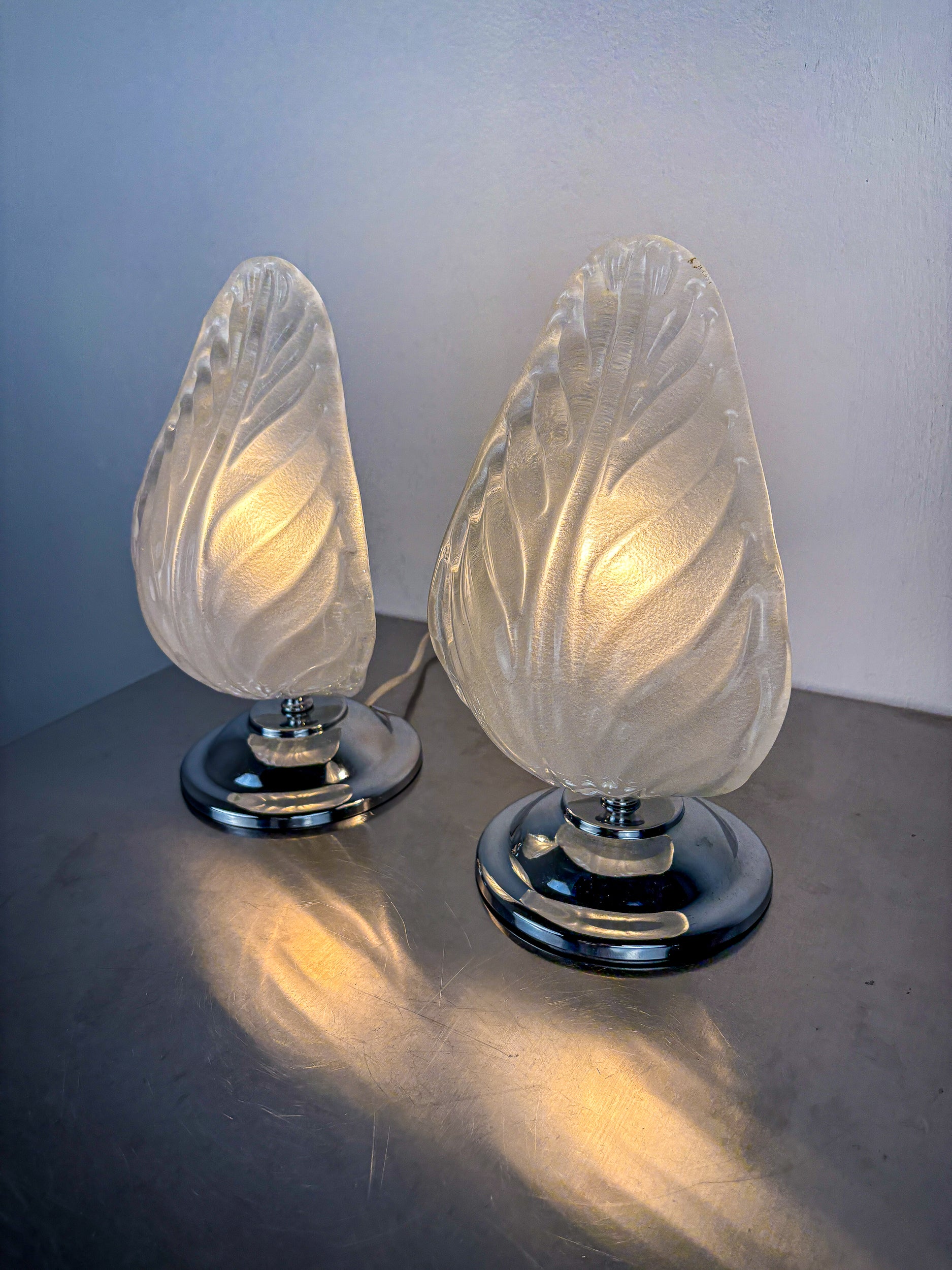 Pair of Art Deco Murano Glass Table Lamps by Barovier & Toso, Italy, 1960s