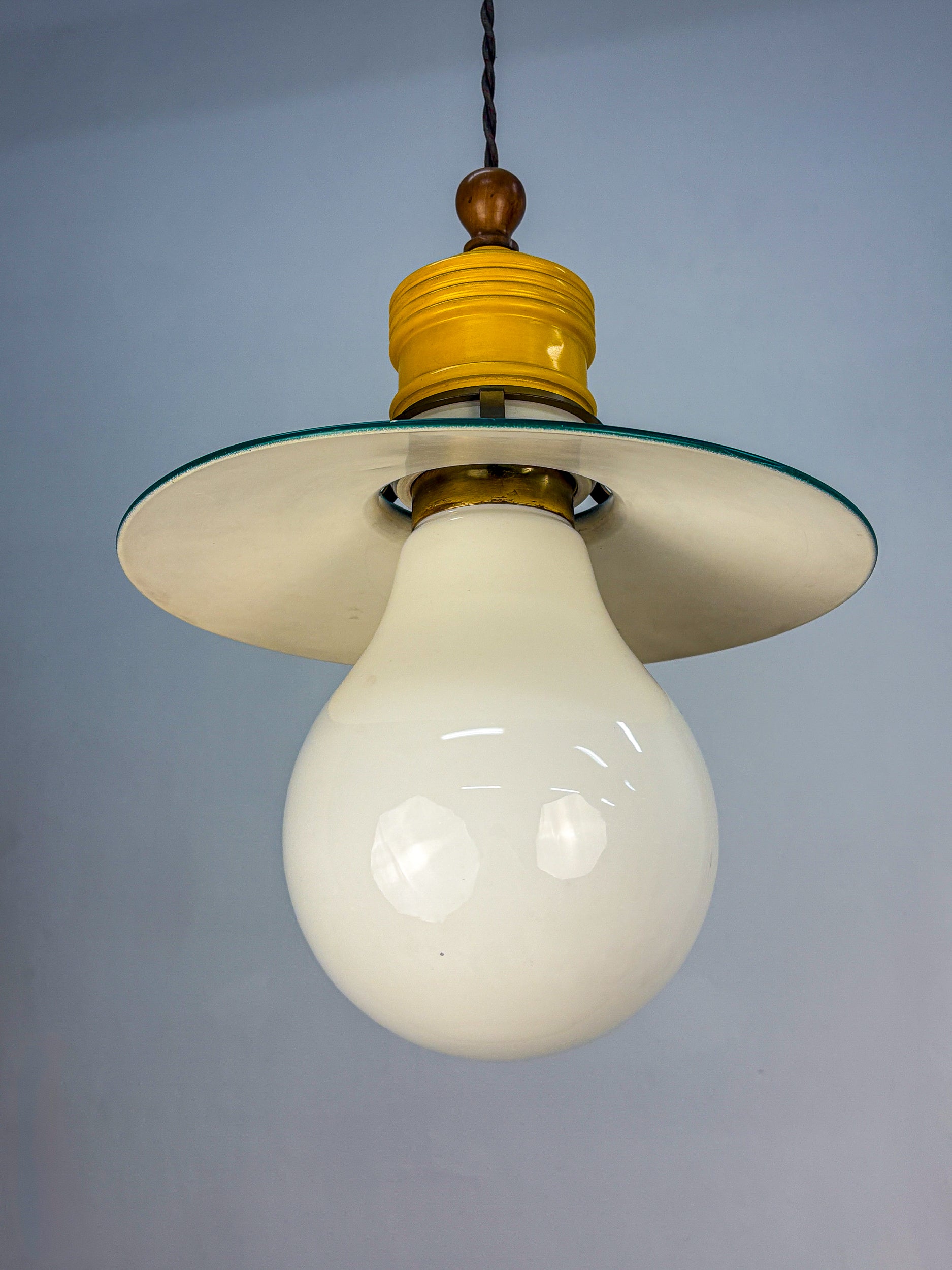 Metalarte XL "Bulb" Ceiling Pendant, White Opaline Glass, Spain, 1970s