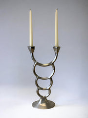 Biomorphic candleholder, solid aluminum, Spain, circa 1970