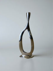 Biomorphic candleholder, solid aluminum, Spain, circa 1970