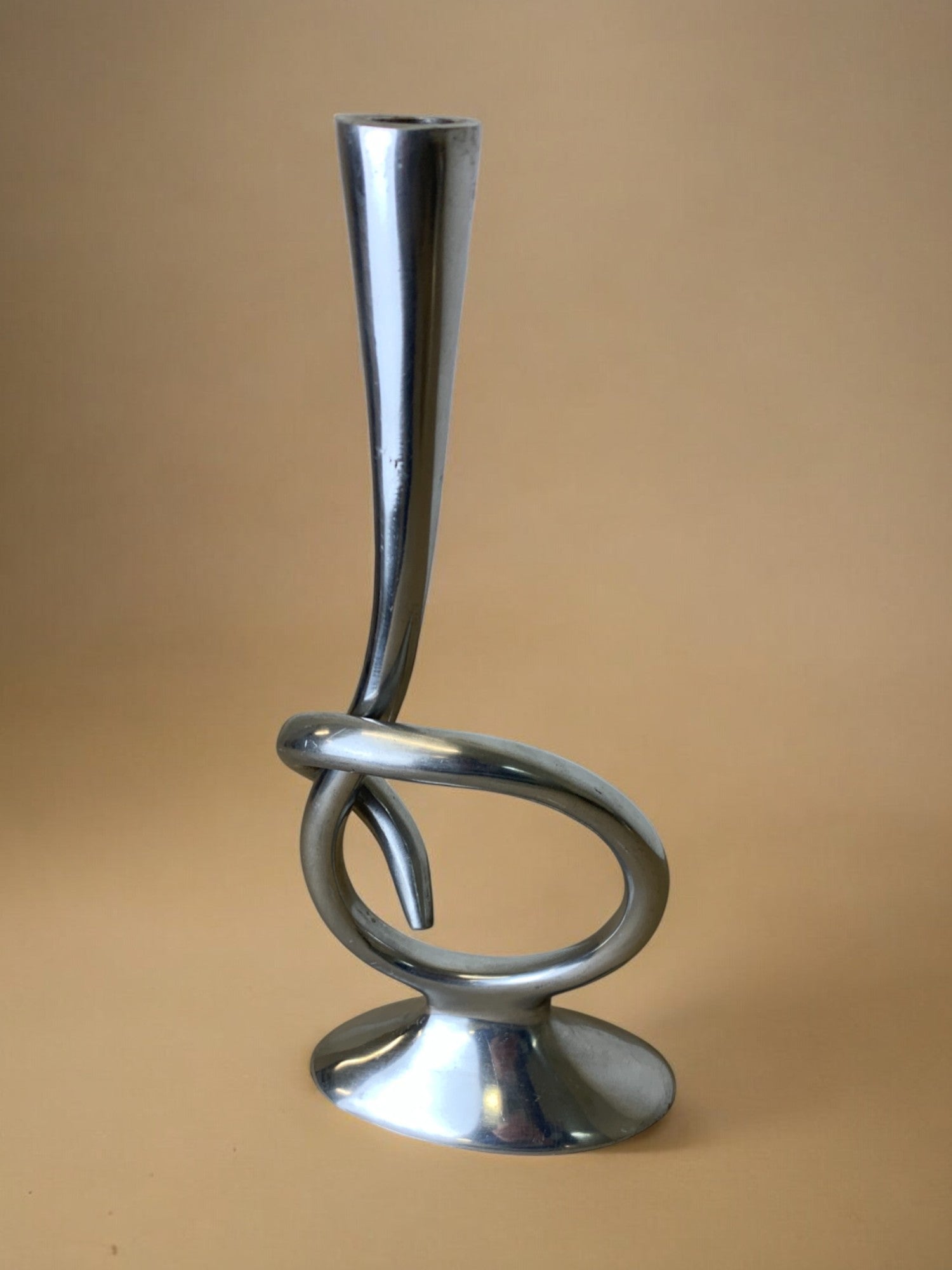 Biomorphic candleholder, solid aluminum, Spain, 1970's