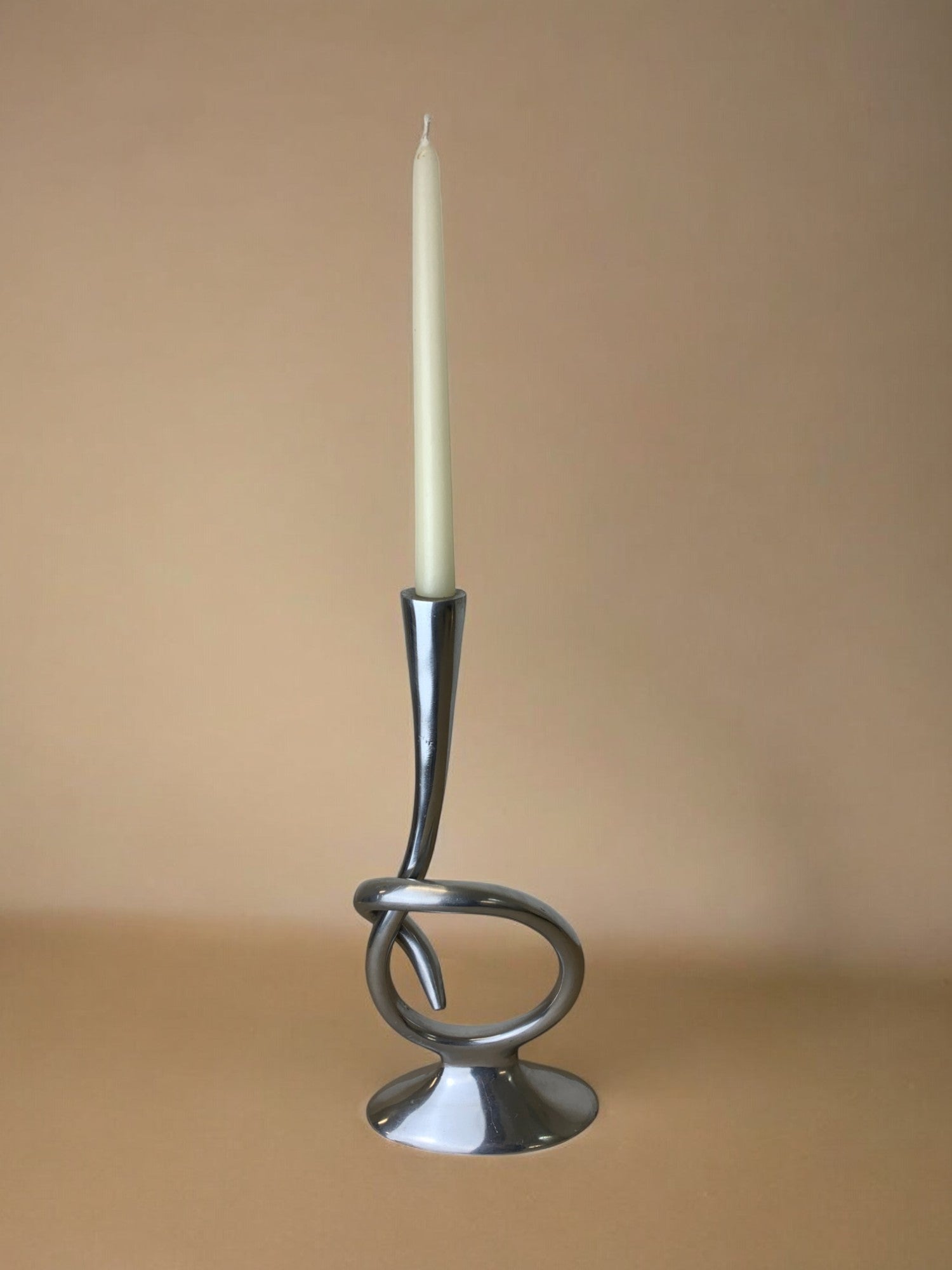 Biomorphic candleholder, solid aluminum, Spain, 1970's