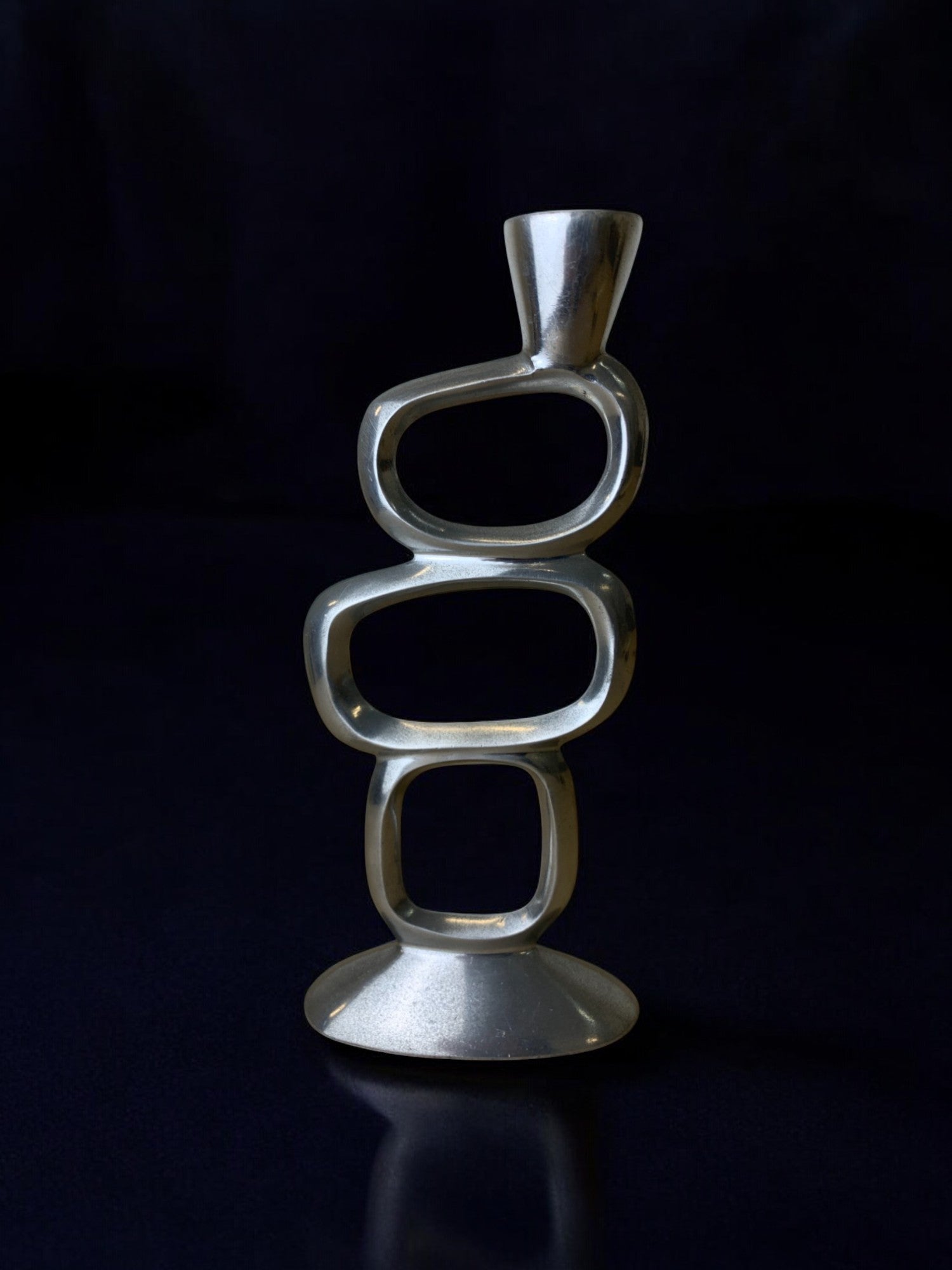 Circle candlestick by matthew hilton, solid aluminium, england, 1980's