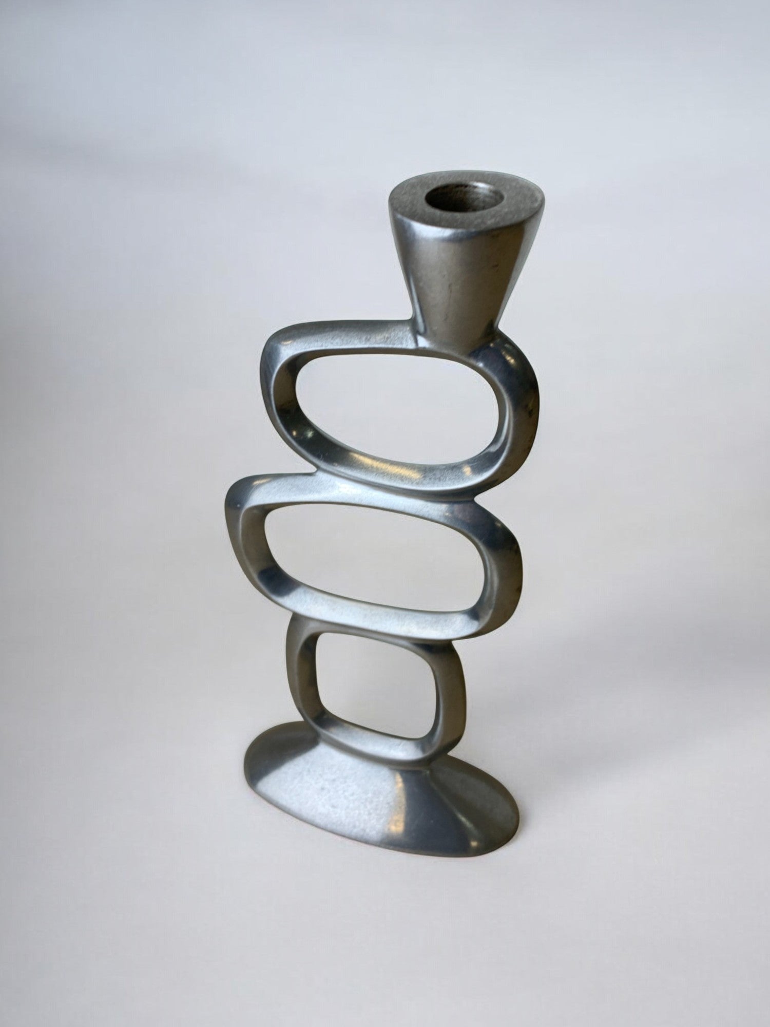 Circle candlestick by matthew hilton, solid aluminium, england, 1980's