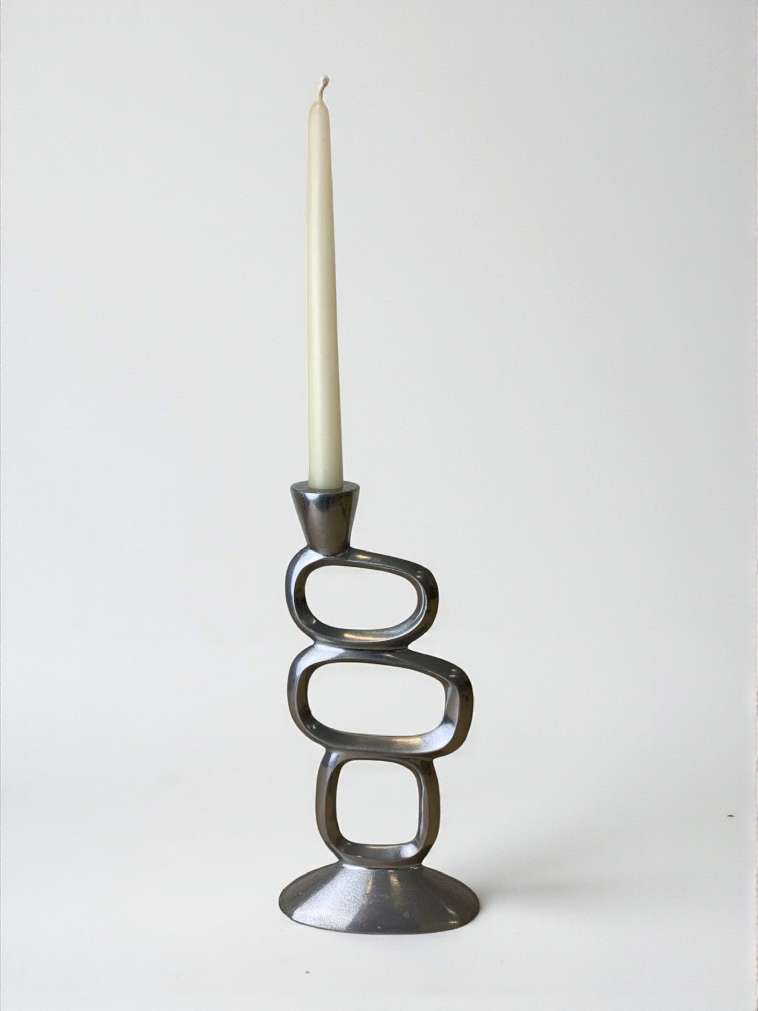 Circle candlestick by matthew hilton, solid aluminium, england, 1980's