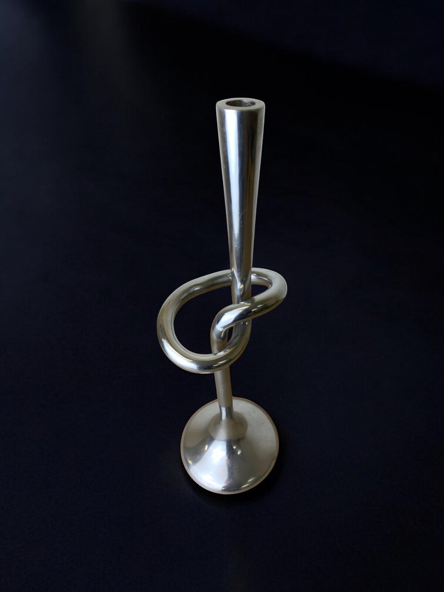 XL knotted candlestick in Solid aluminum, Italy, 1980's