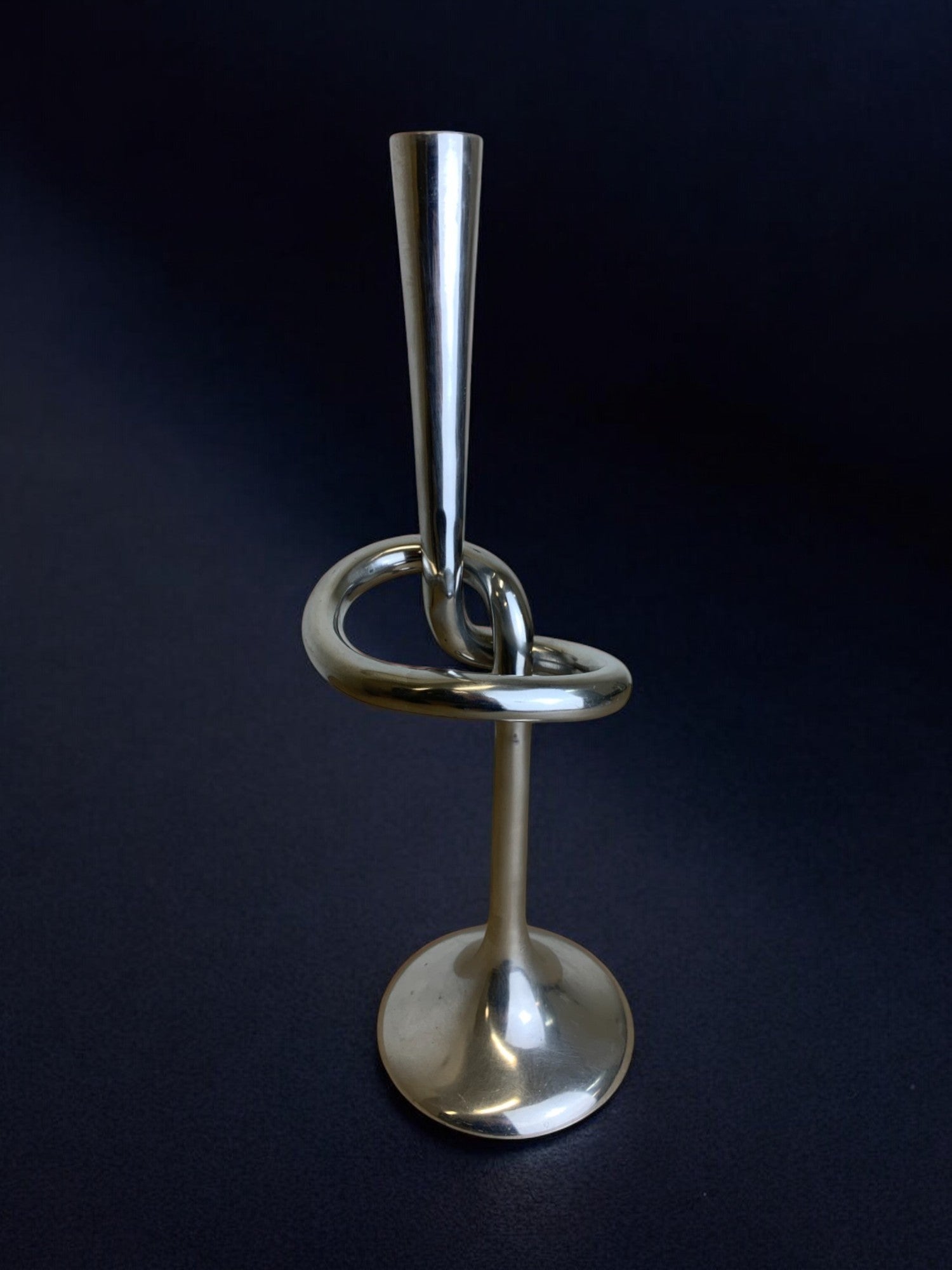 XL knotted candlestick in Solid aluminum, Italy, 1980's