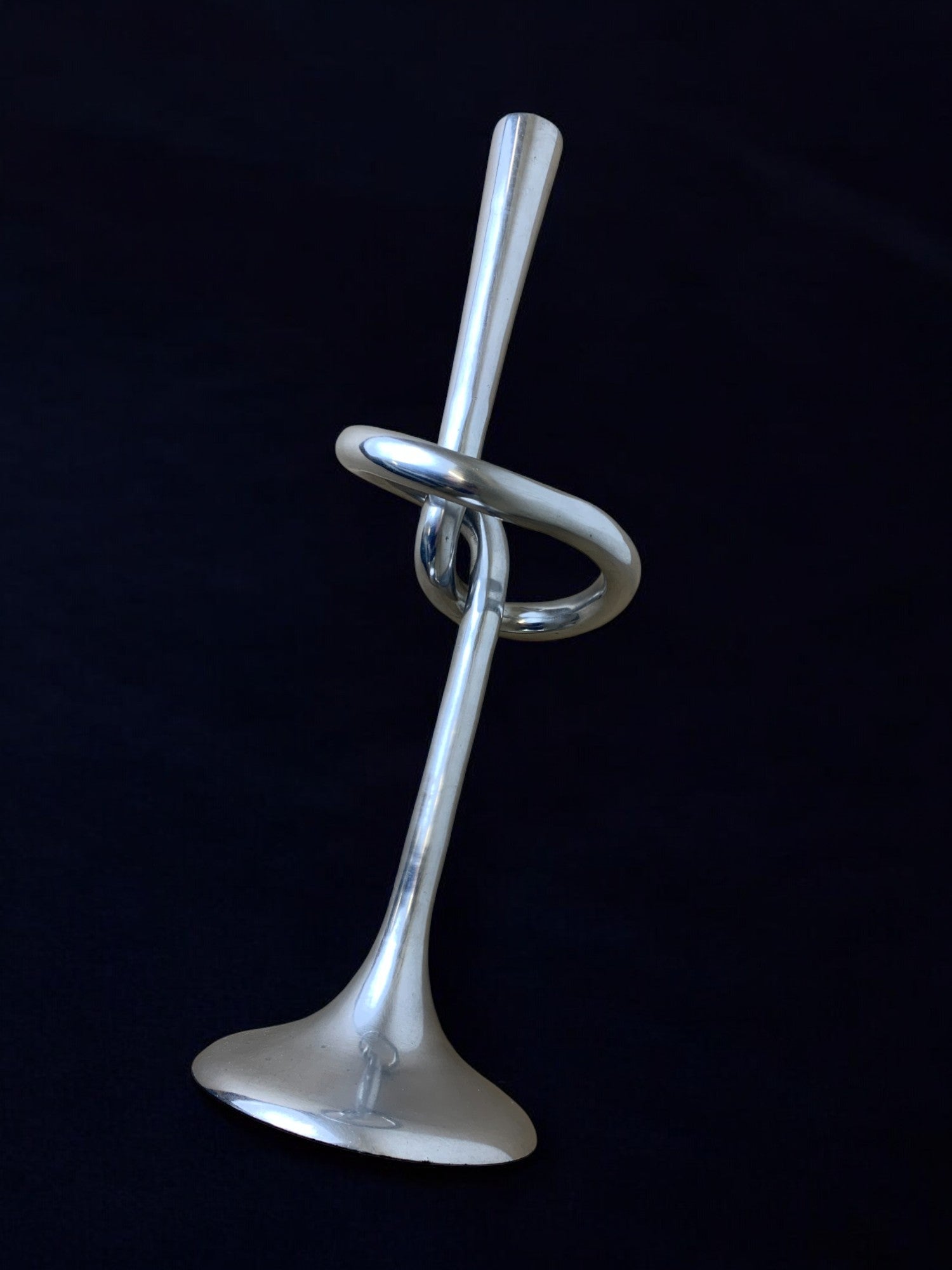 XL knotted candlestick in Solid aluminum, Italy, 1980's
