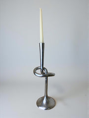 XL knotted candlestick in Solid aluminum, Italy, 1980's