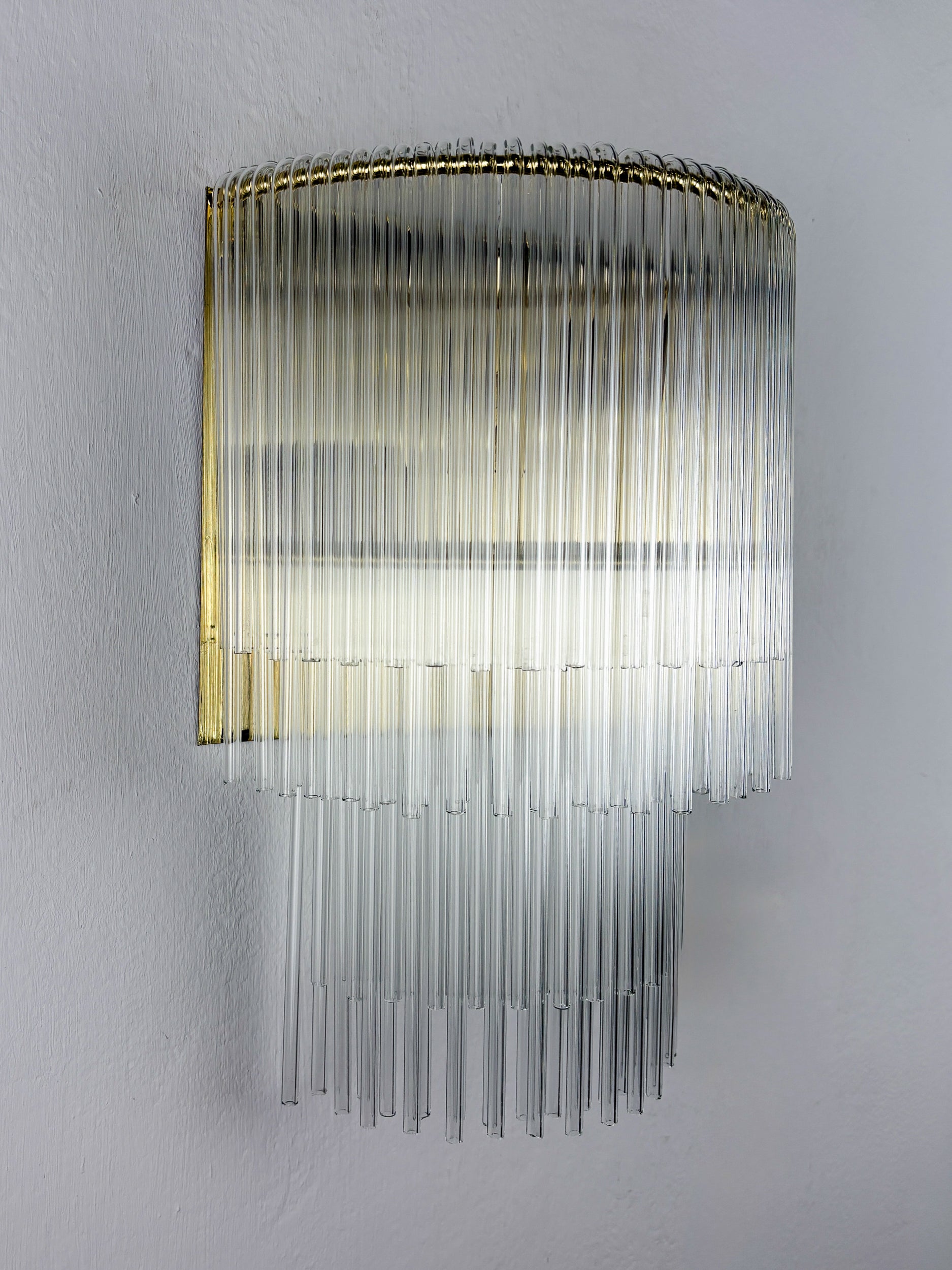 2-Tier Venini Tubular Wall Sconce, Hand-Blown Murano Glass, Italy, 1970s