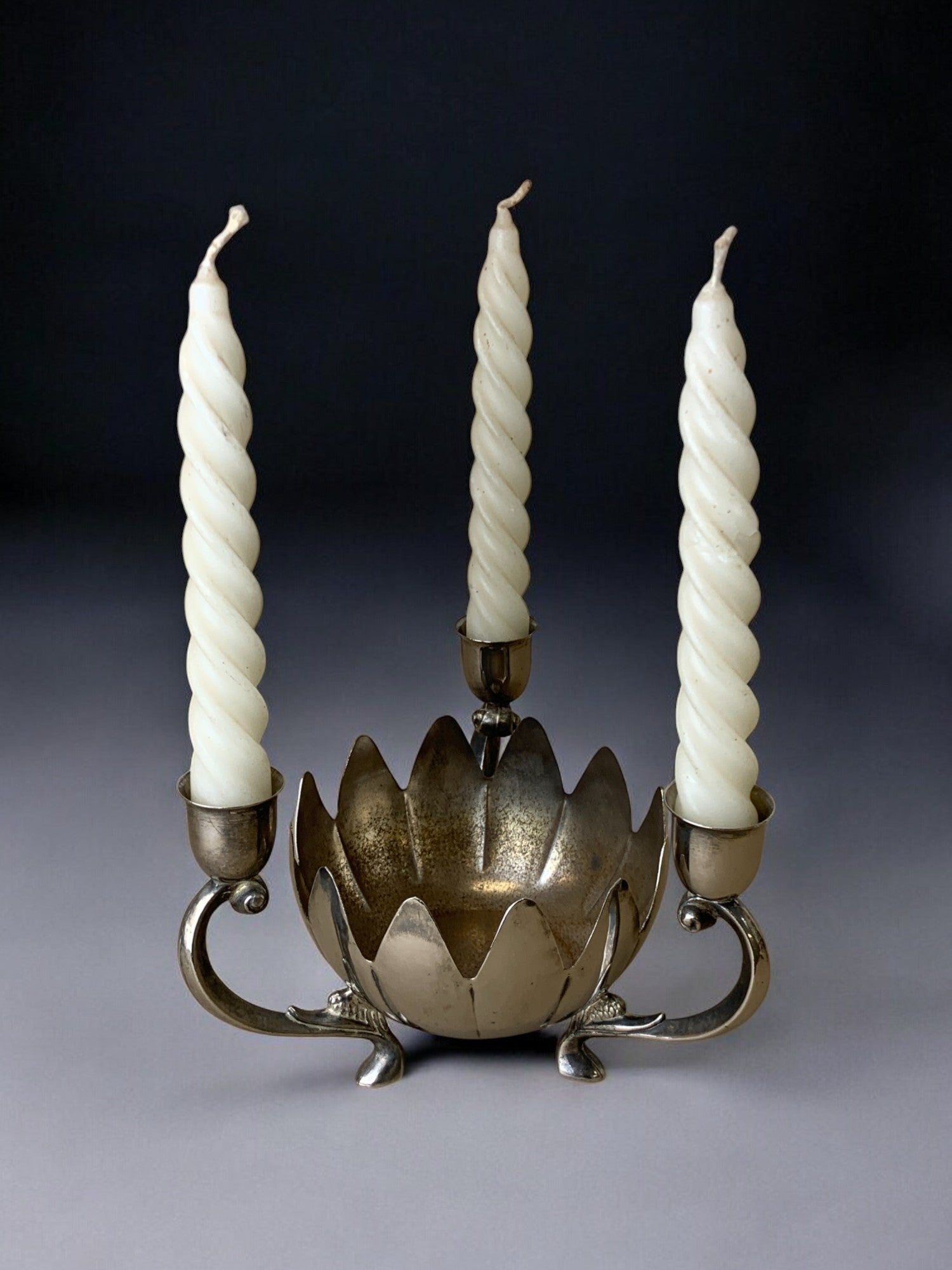 Art deco waterlily Candelholders, France, 1960's
