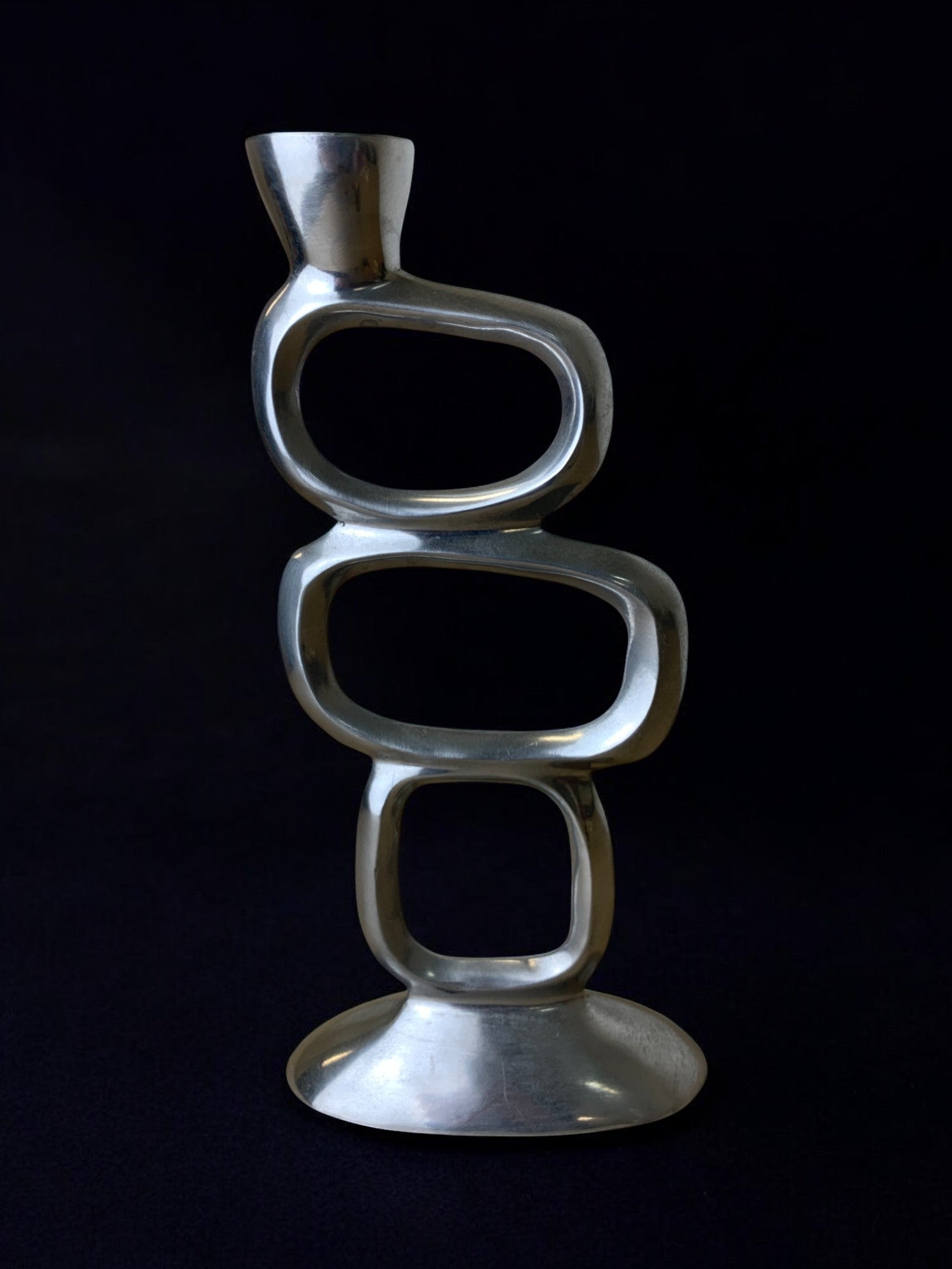 Circle candlestick by matthew hilton, solid aluminium, Circa 1980's