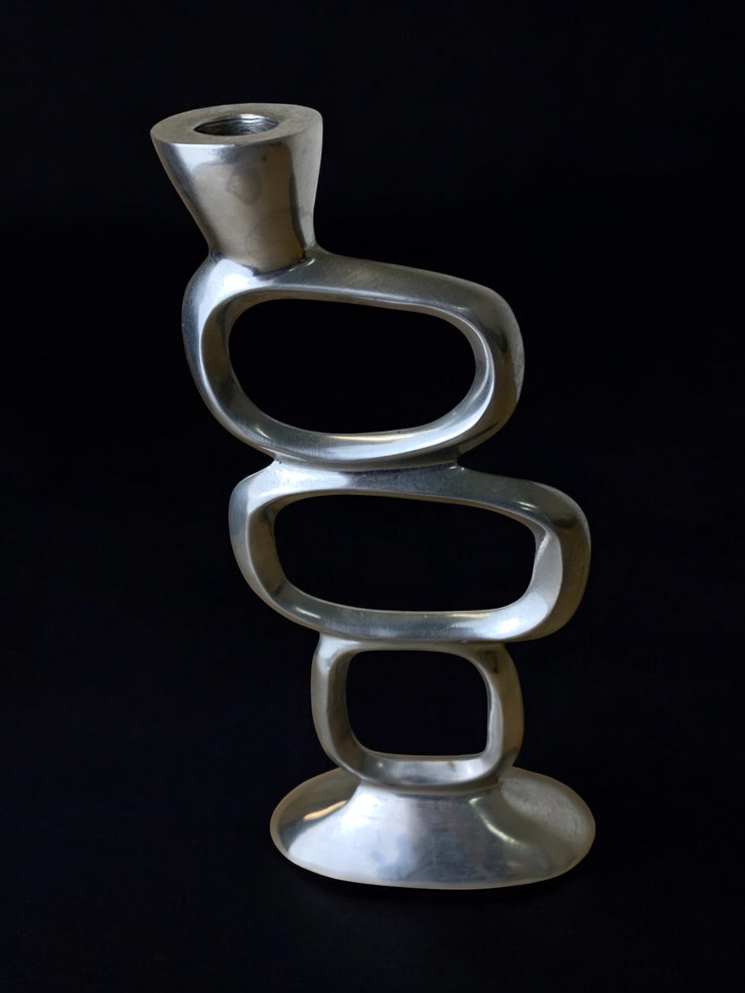 Circle candlestick by matthew hilton, solid aluminium, Circa 1980's