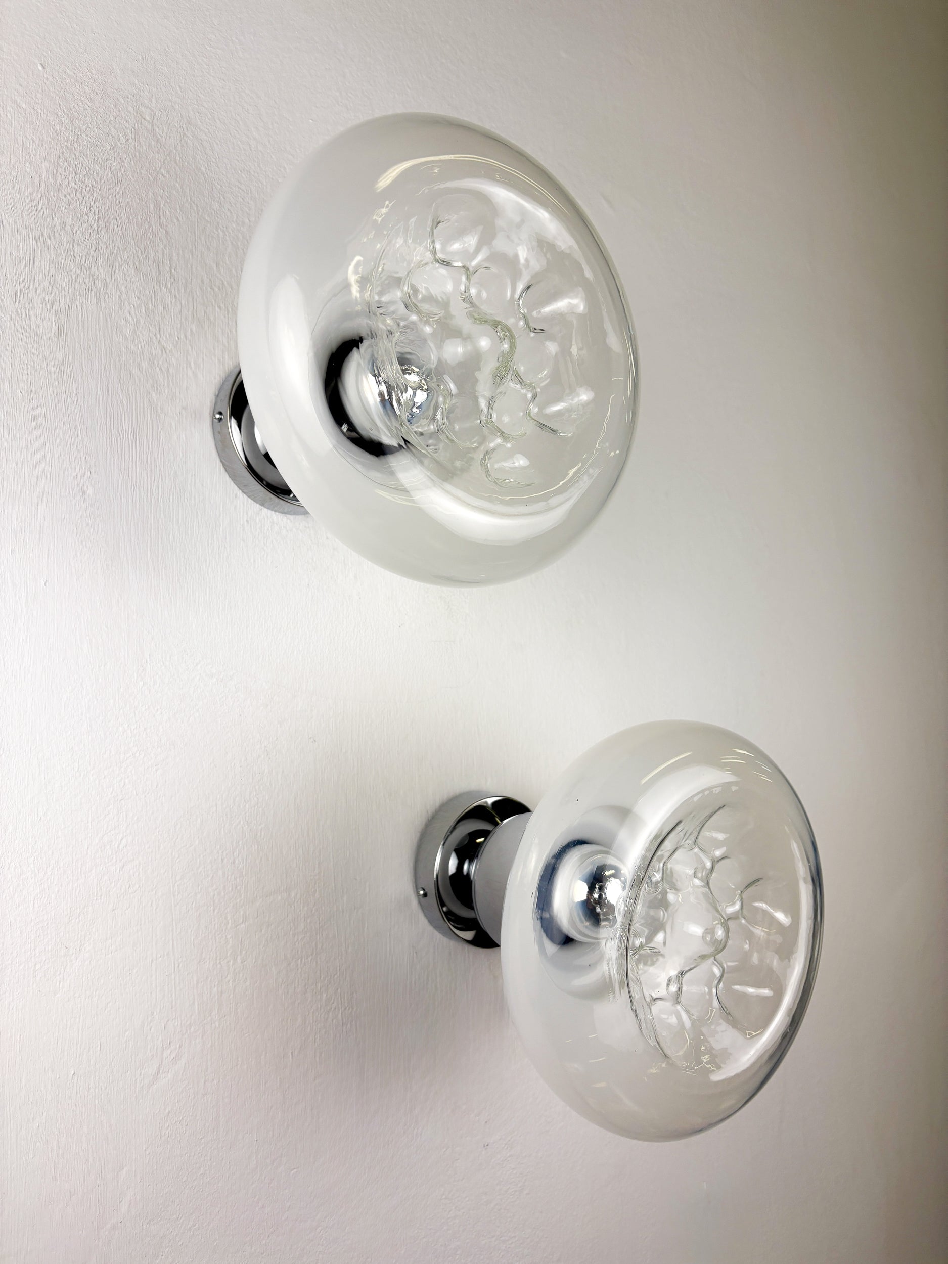 Pair of Toni Zuccheri wall lights, murano handblown glass, italy, 1970's