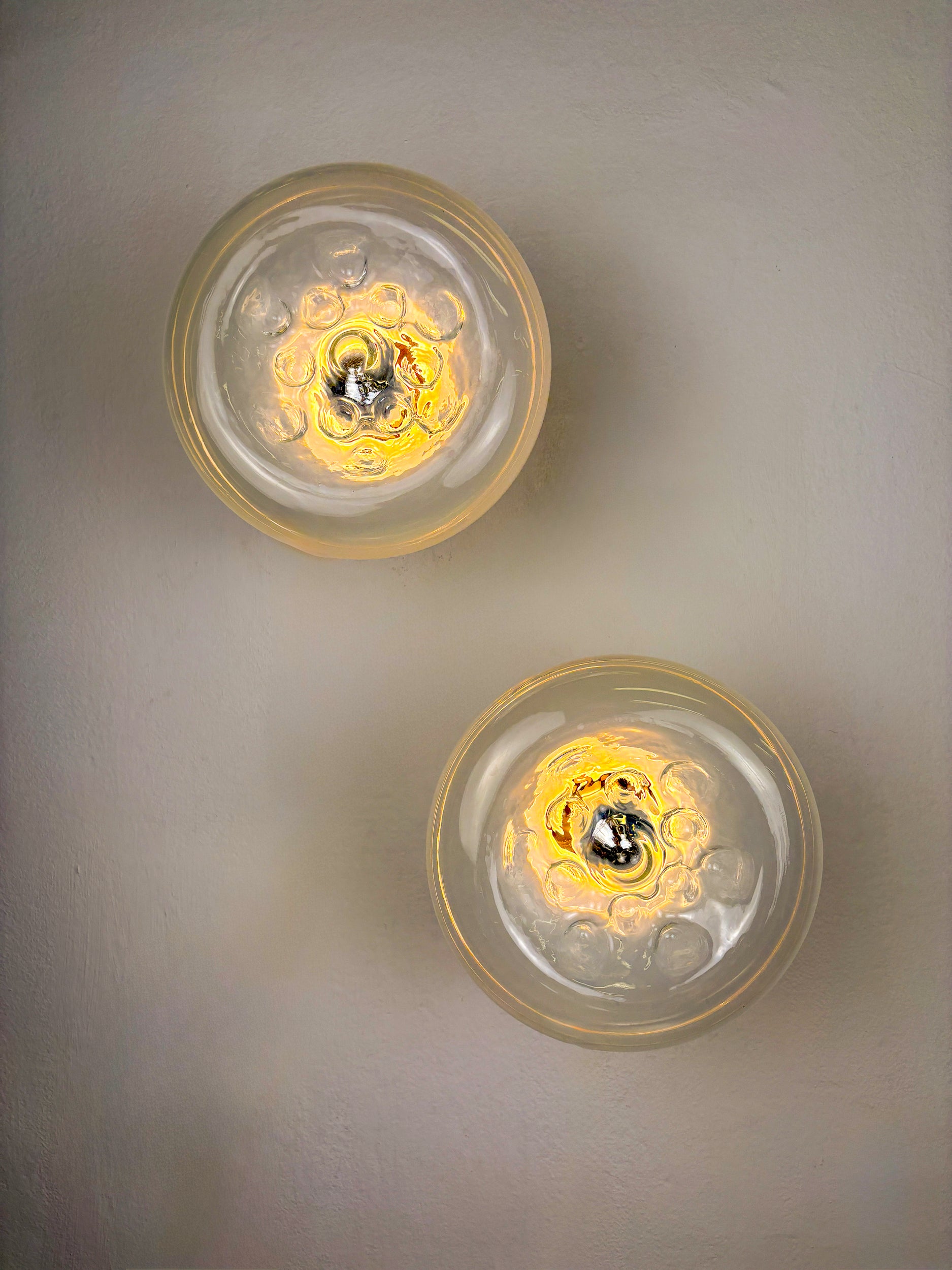 Pair of Toni Zuccheri wall lights, murano handblown glass, italy, 1970's