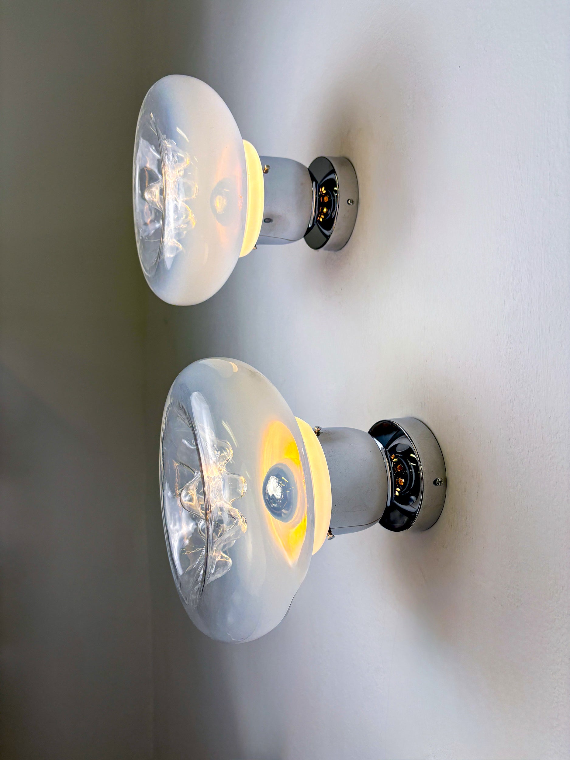 Pair of Toni Zuccheri wall lights, murano handblown glass, italy, 1970's