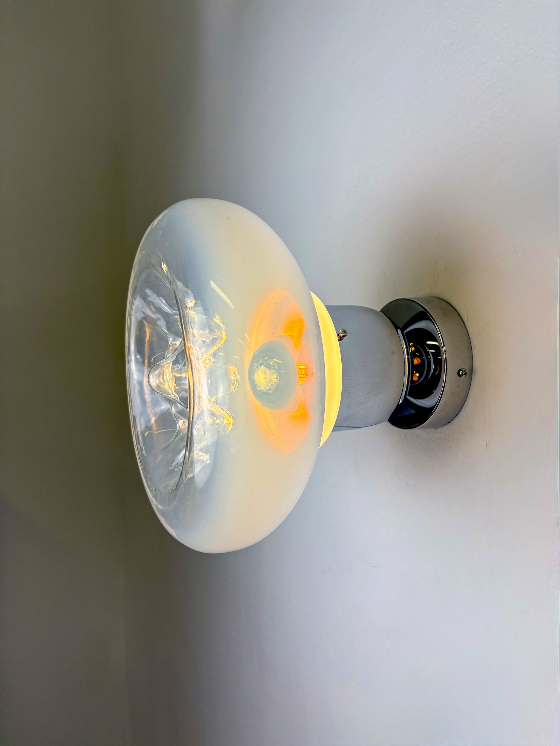 Pair of Toni Zuccheri wall lights, murano handblown glass, italy, 1970's